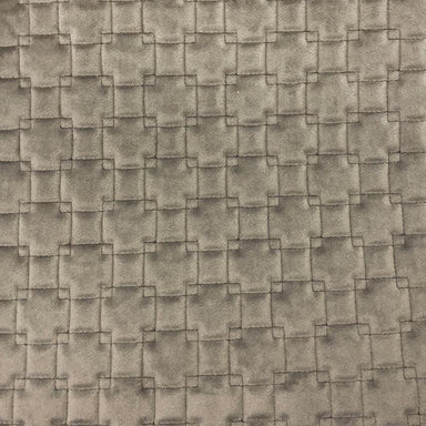 Kerry fabric in color Gray showcasing fabric quilt square velvet w/ backing upholstery fabric.