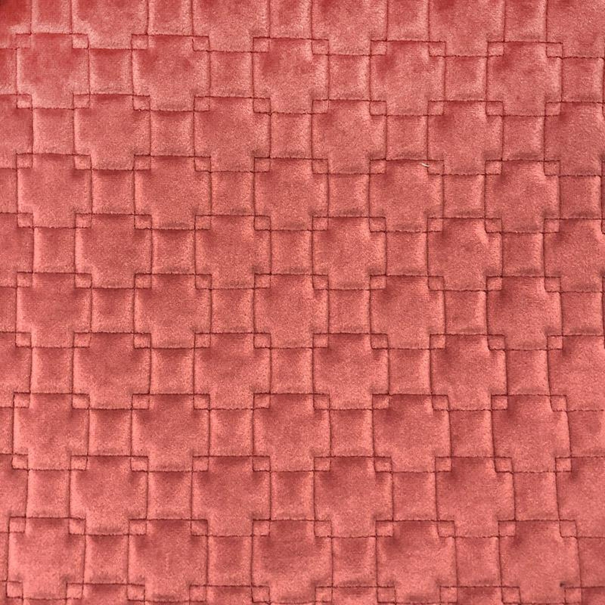 Kerry fabric in color Rose showcasing fabric quilt square velvet w/ backing upholstery fabric.