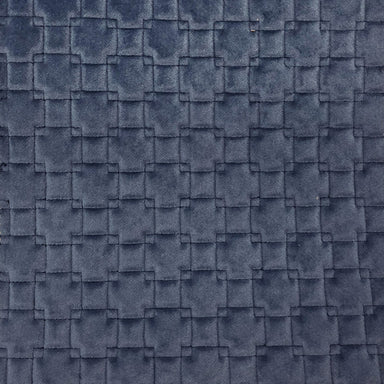Kerry fabric in color Navy showcasing fabric quilt square velvet w/ backing upholstery fabric.