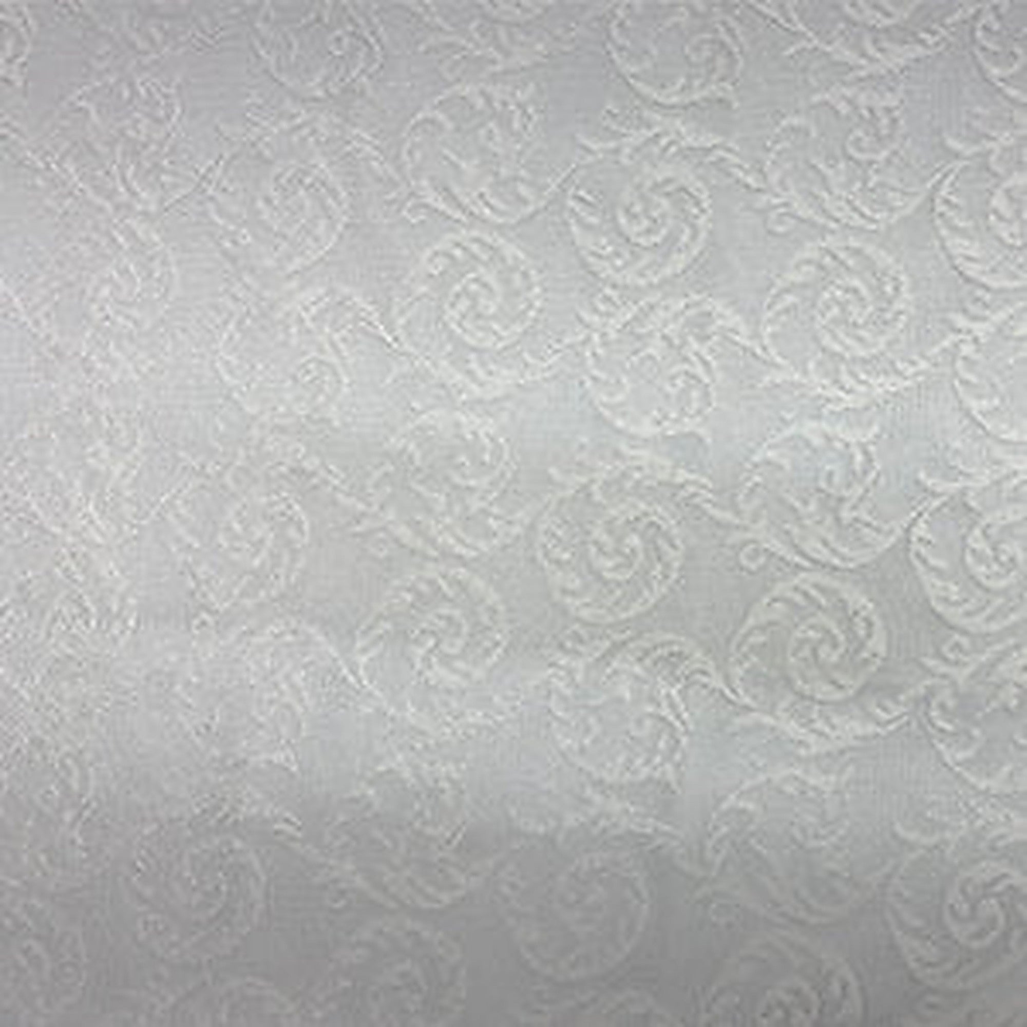 Lacey Fabric in color White is a Tone-on-Tone Swirl Jacquard Fabric pattern good for Drapery & Curtain Fabric