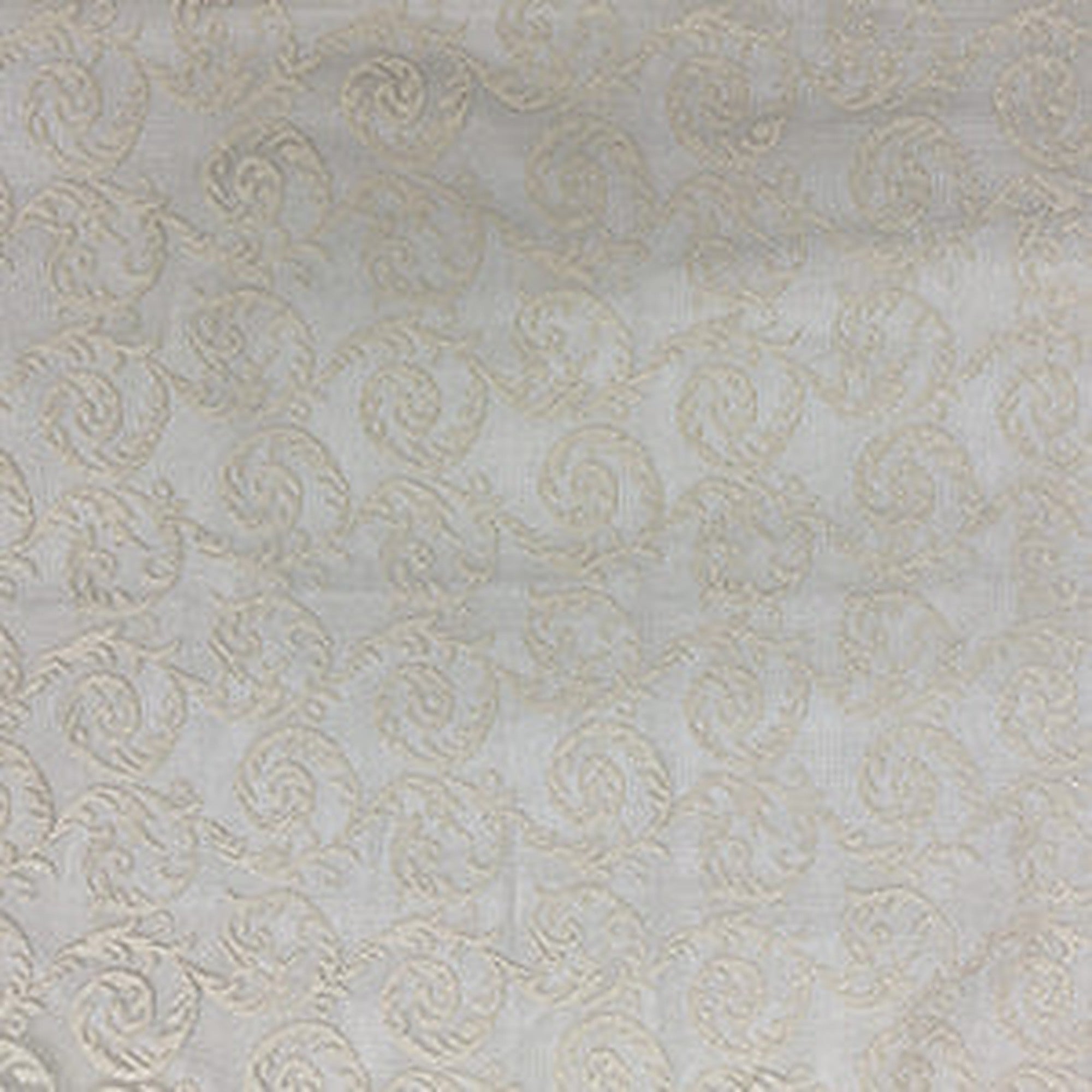Lacey Fabric in color Beige is a Tone-on-Tone Swirl Jacquard Fabric pattern good for Drapery & Curtain Fabric