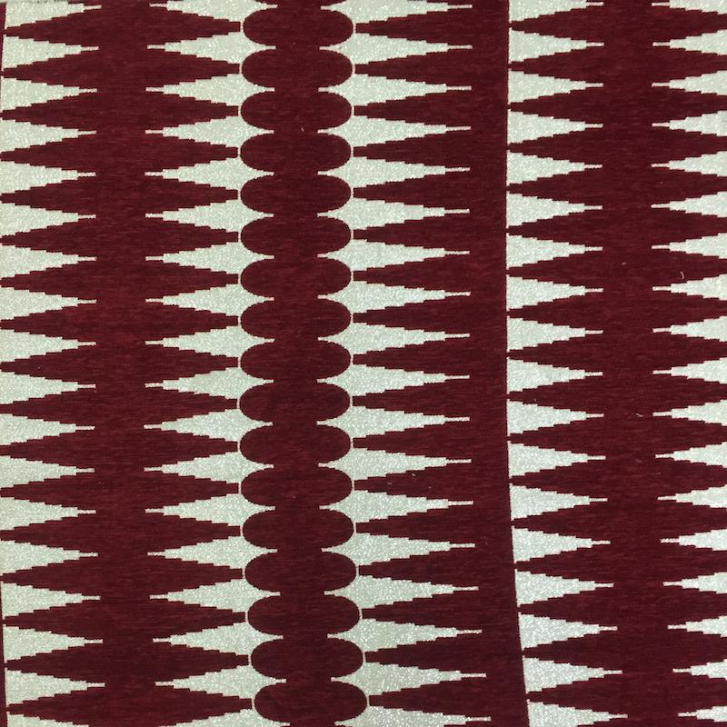 Leslie Fabric in color Red is a Modern Geometric Metallic Fabric pattern good for Upholstery Fabric