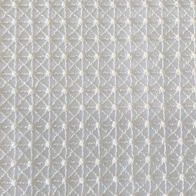 Lure Fabric in color White is a Geometric Embroidered Fabric pattern good for Drapery & Curtain Fabric