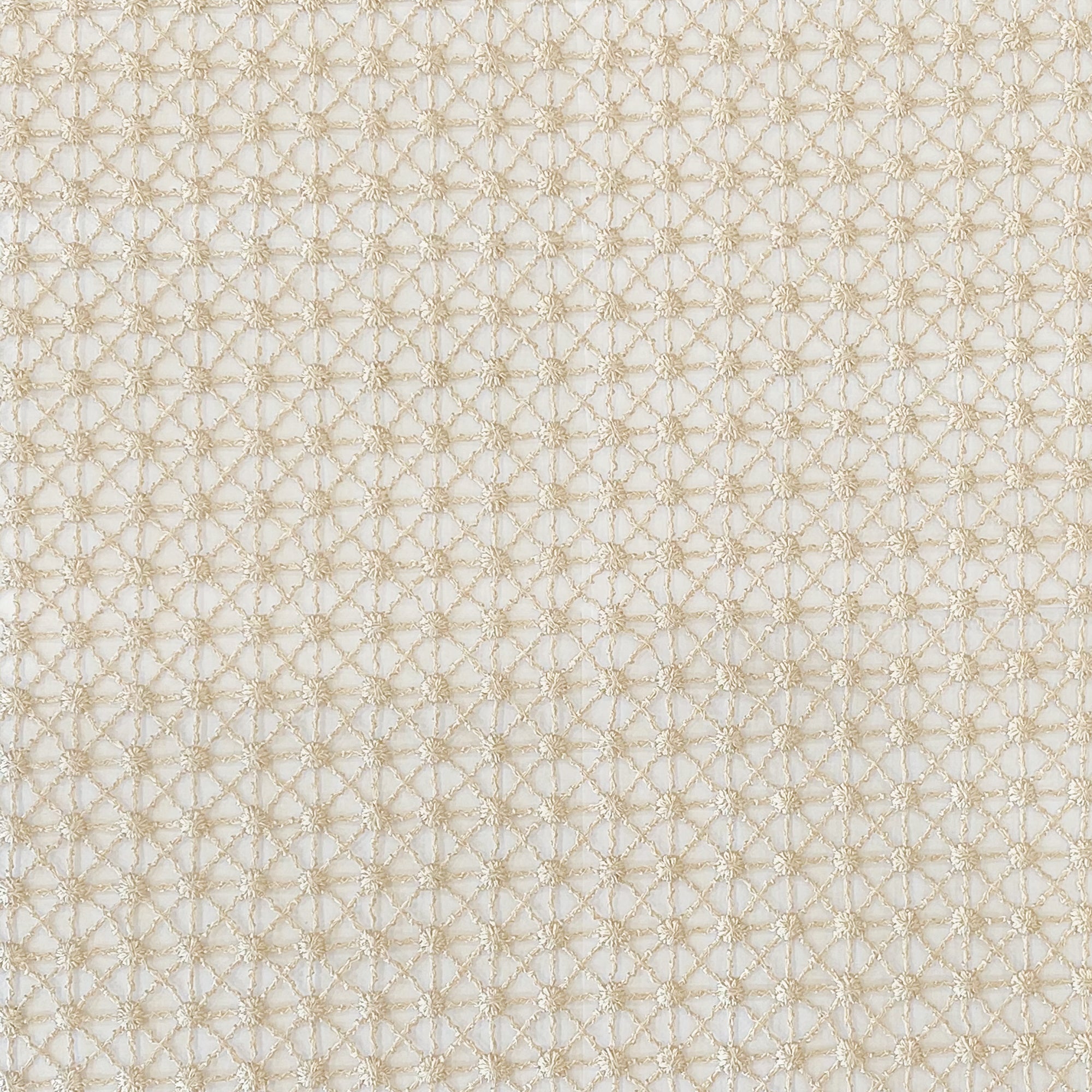 Lure Fabric in color Cream is a Geometric Embroidered Fabric pattern good for Drapery & Curtain Fabric