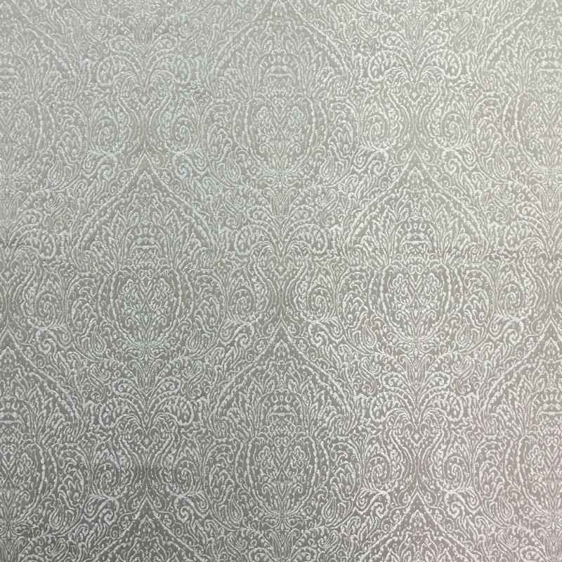 Madeline Fabric in color Silver is a High-Sheen Damask Fabric pattern good for Upholstery Fabric