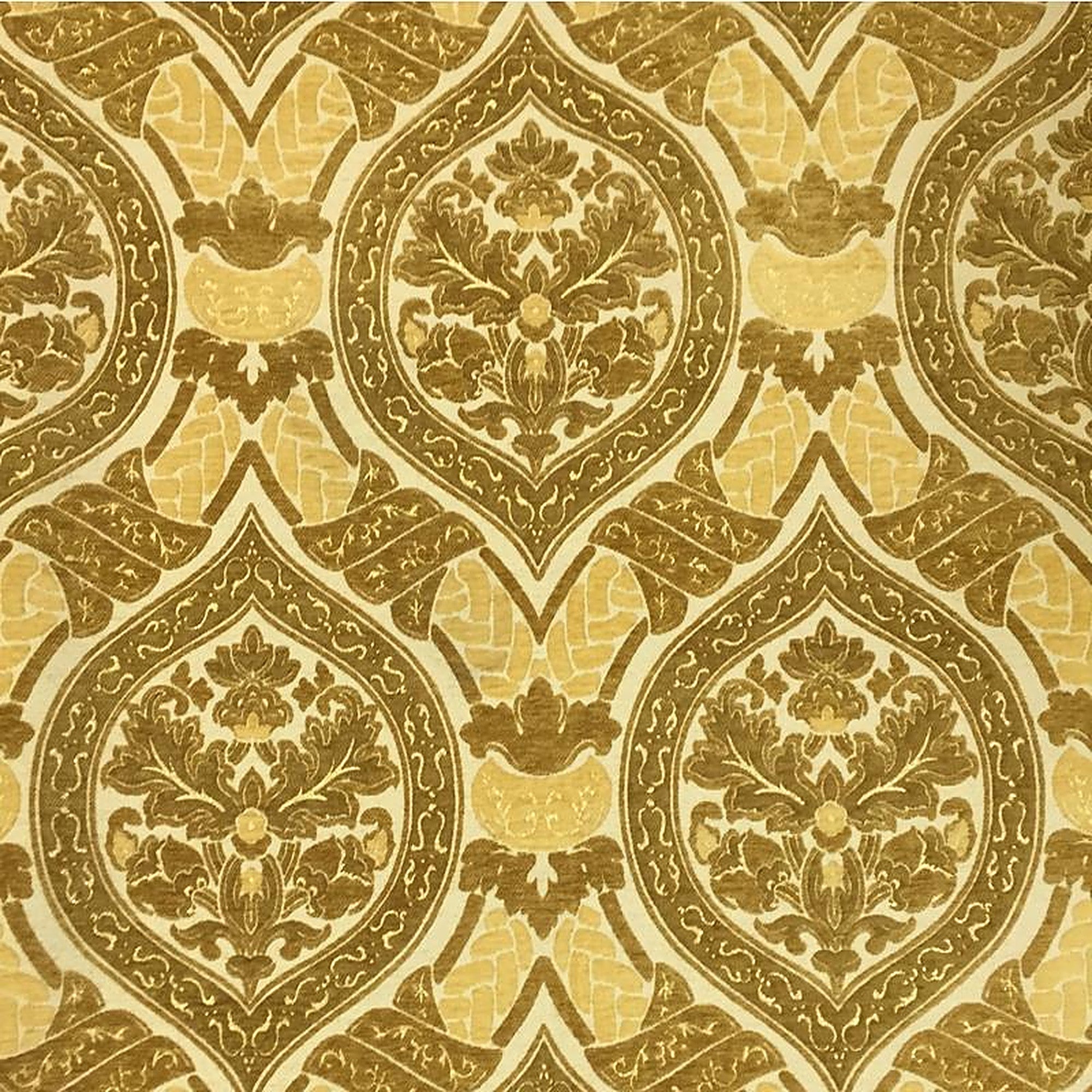 Marselle Fabric in color Gold is a Traditional Damask Fabric pattern good for Upholstery Fabric