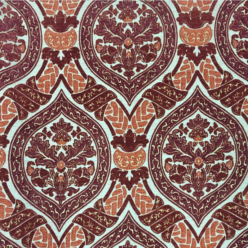 Marselle Fabric in color Wine is a Traditional Damask Fabric pattern good for Upholstery Fabric