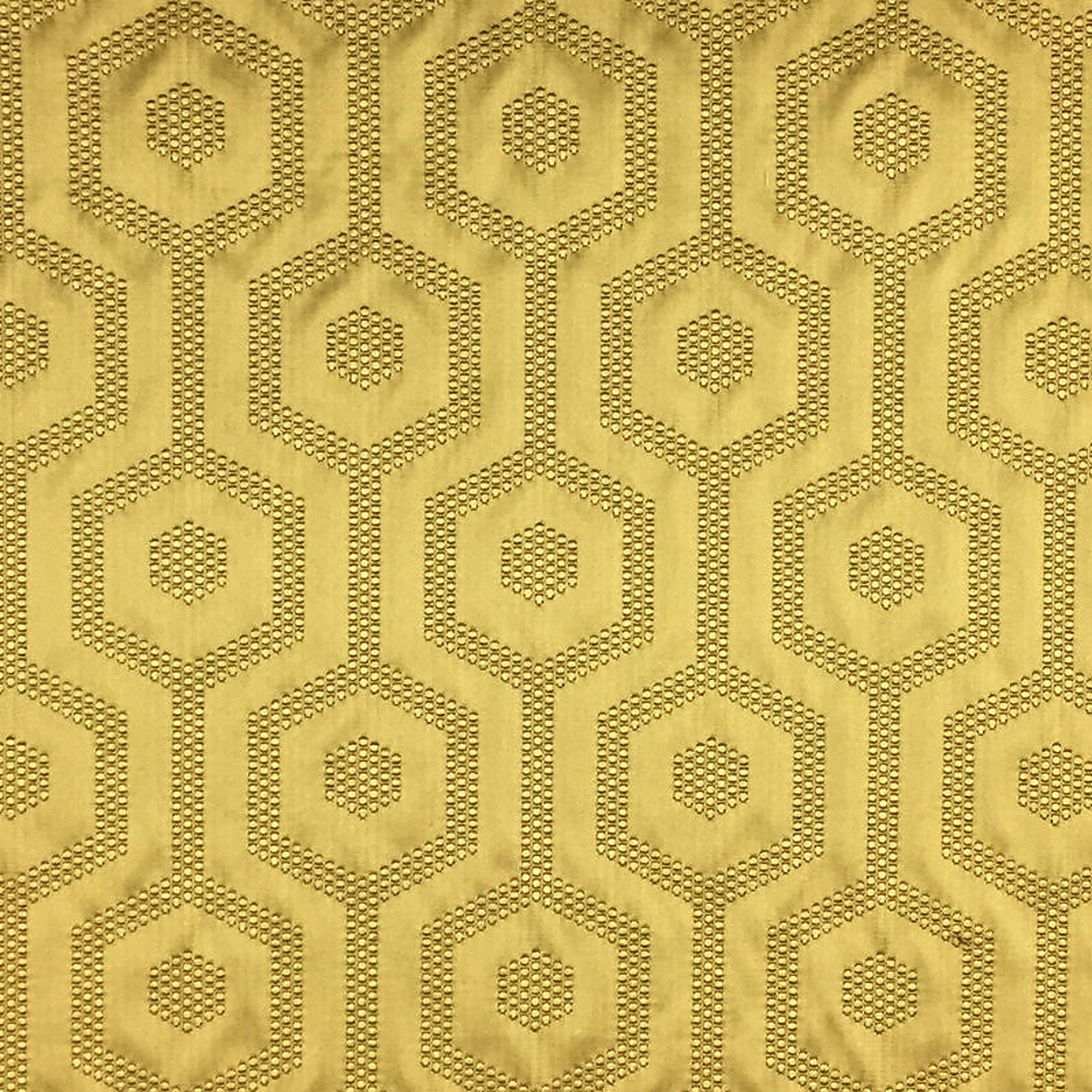Metro Fabric in color Gold is a Hexagon Modern Geometric Fabric pattern good for Drapery & Curtain Fabric and Upholstery Fabric