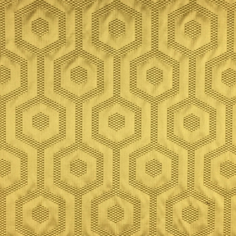 Metro Fabric in color Gold is a Hexagon Modern Geometric Fabric pattern good for Drapery & Curtain Fabric and Upholstery Fabric