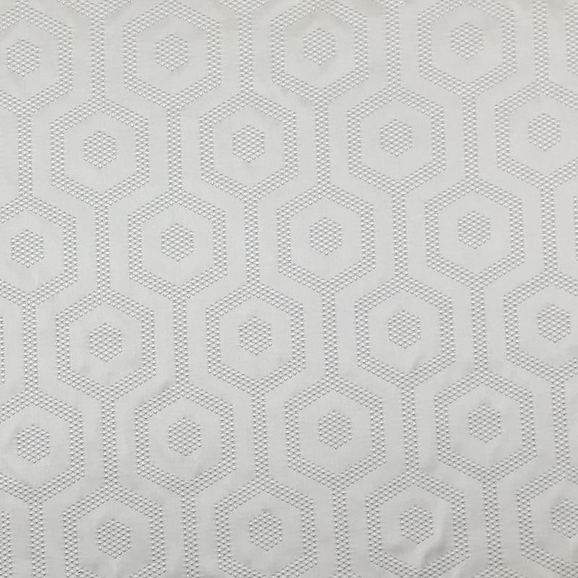 Metro Fabric in color White is a Hexagon Modern Geometric Fabric pattern good for Drapery & Curtain Fabric and Upholstery Fabric