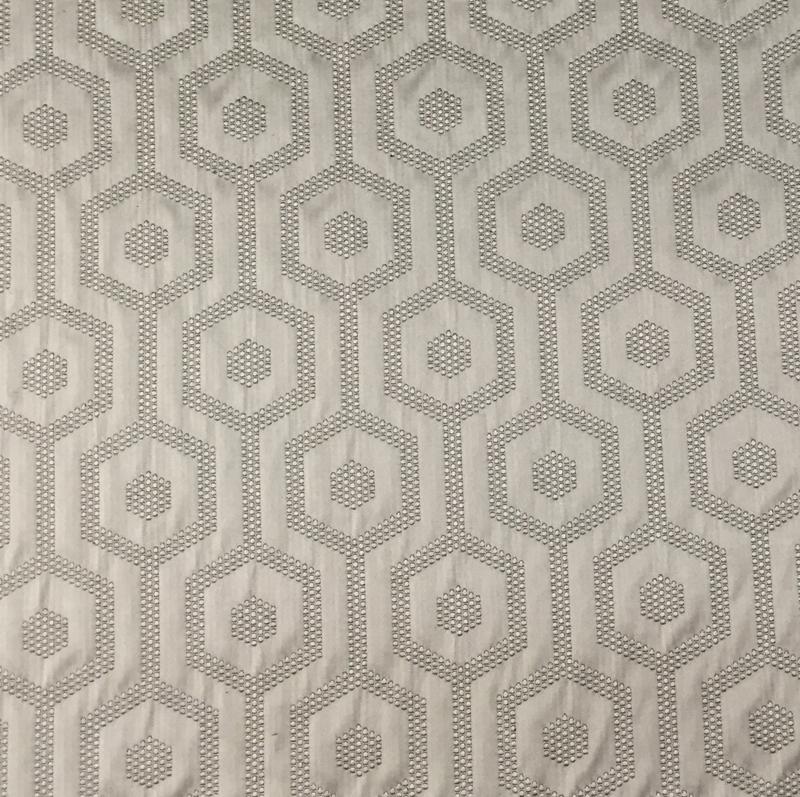 Metro Fabric in color Pewter is a Hexagon Modern Geometric Fabric pattern good for Drapery & Curtain Fabric and Upholstery Fabric