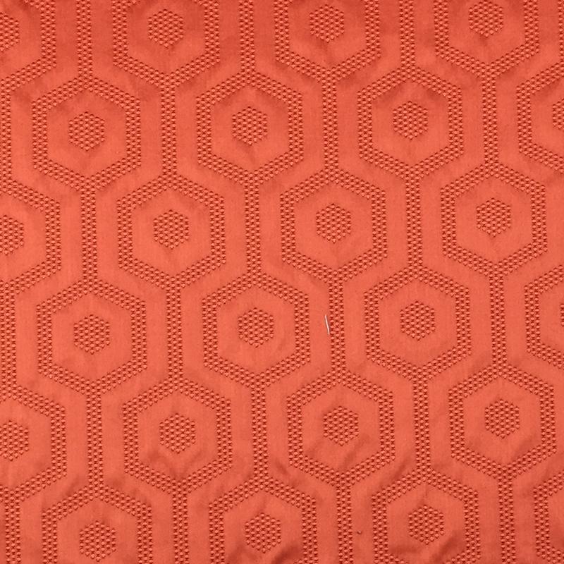 Metro Fabric in color Orange is a Hexagon Modern Geometric Fabric pattern good for Drapery & Curtain Fabric and Upholstery Fabric