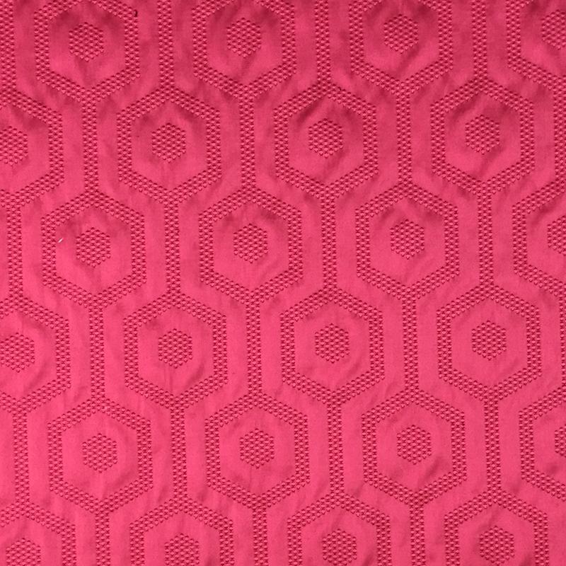Metro Fabric in color Cranberry is a Hexagon Modern Geometric Fabric pattern good for Drapery & Curtain Fabric and Upholstery Fabric