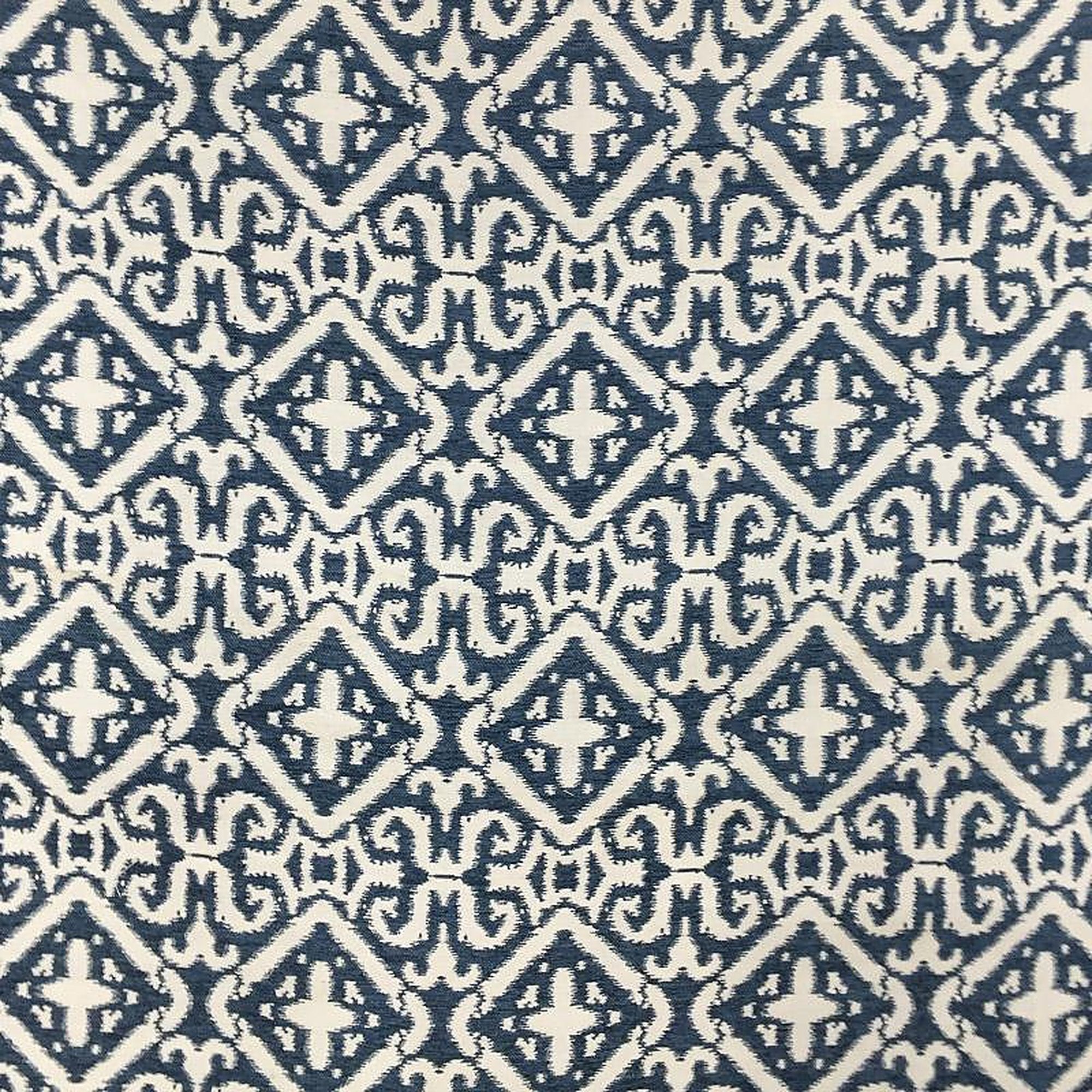 Nikos Fabric in color Denim is a Square Damask Fabric pattern good for Upholstery Fabric