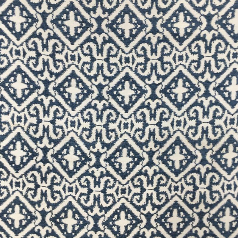 Nikos Fabric in color Denim is a Square Damask Fabric pattern good for Upholstery Fabric