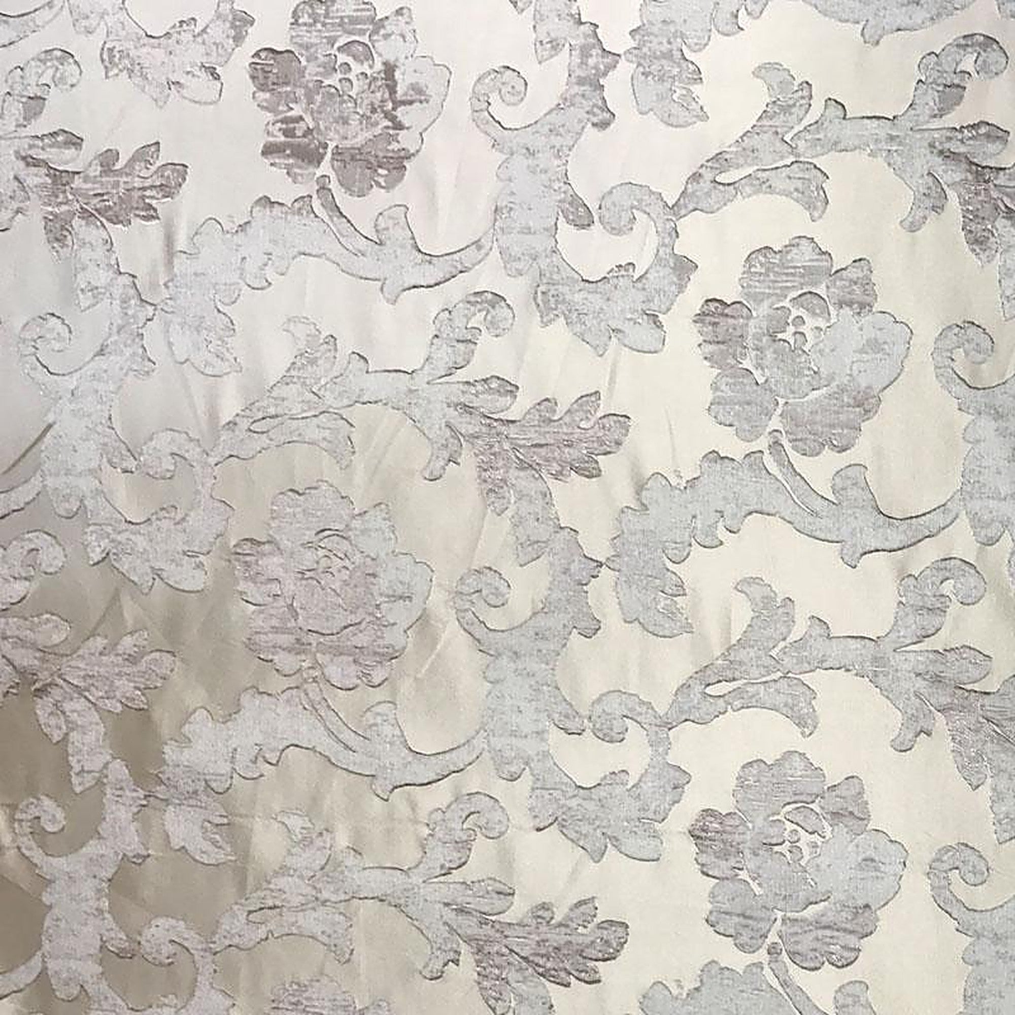 Nora Fabric in color Beige is a Floral Print Jacquard Fabric pattern good for Drapery & Curtain Fabric