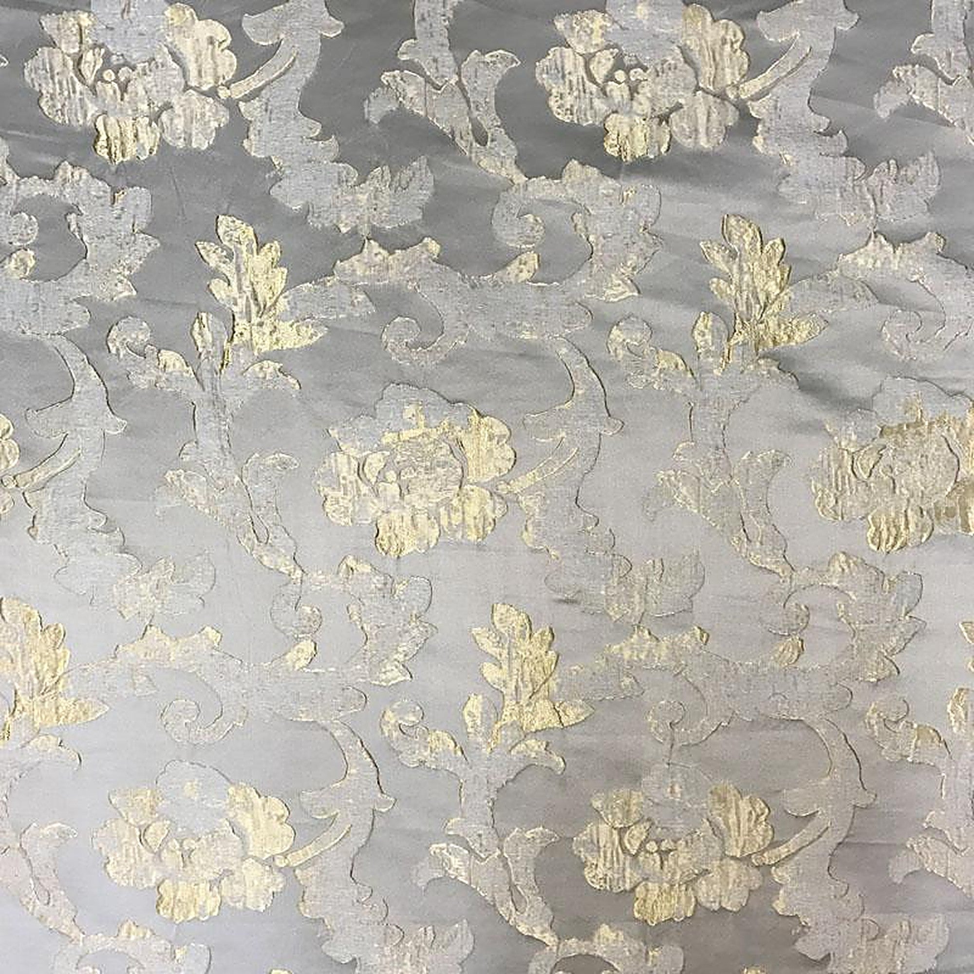 Nora Fabric in color Gray is a Floral Print Jacquard Fabric pattern good for Drapery & Curtain Fabric