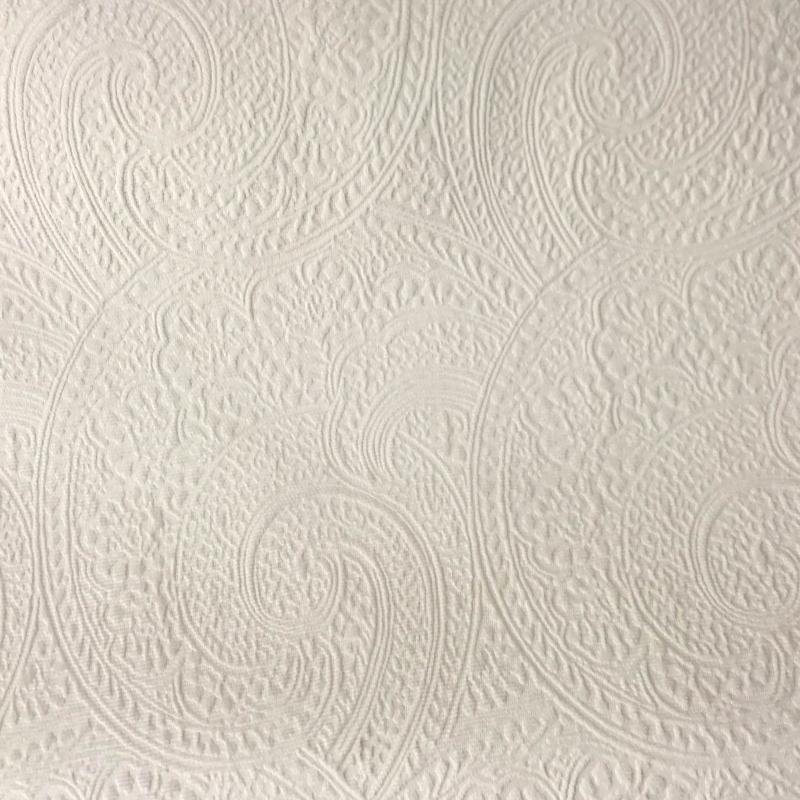 Pacey Fabric in color Cream is a Paisley Embossed Velvet Fabric pattern good for Upholstery Fabric
