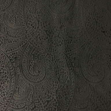 Pacey Fabric in color Black is a Paisley Embossed Velvet Fabric that is good for Upholstery Fabric