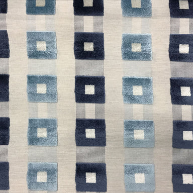 Patrick Fabric in color Ocean is a Striped Square Geometric Velvet Fabric pattern good for Upholstery Fabric