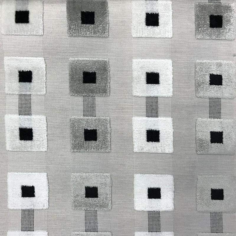 Patrick Fabric in color Silver is a Striped Square Geometric Velvet Fabric pattern good for Upholstery Fabric