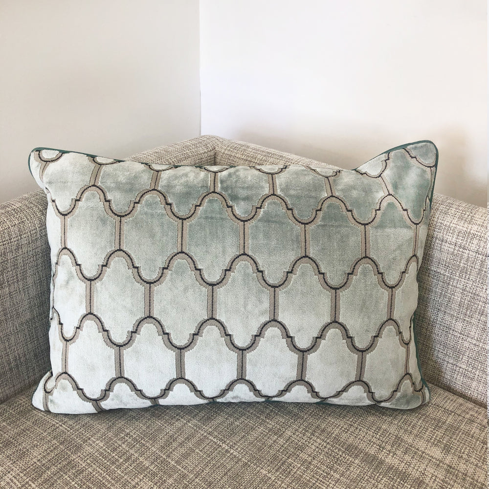 Rodeo Home Vika Checkered Cut Velvet Decorative Pillow
