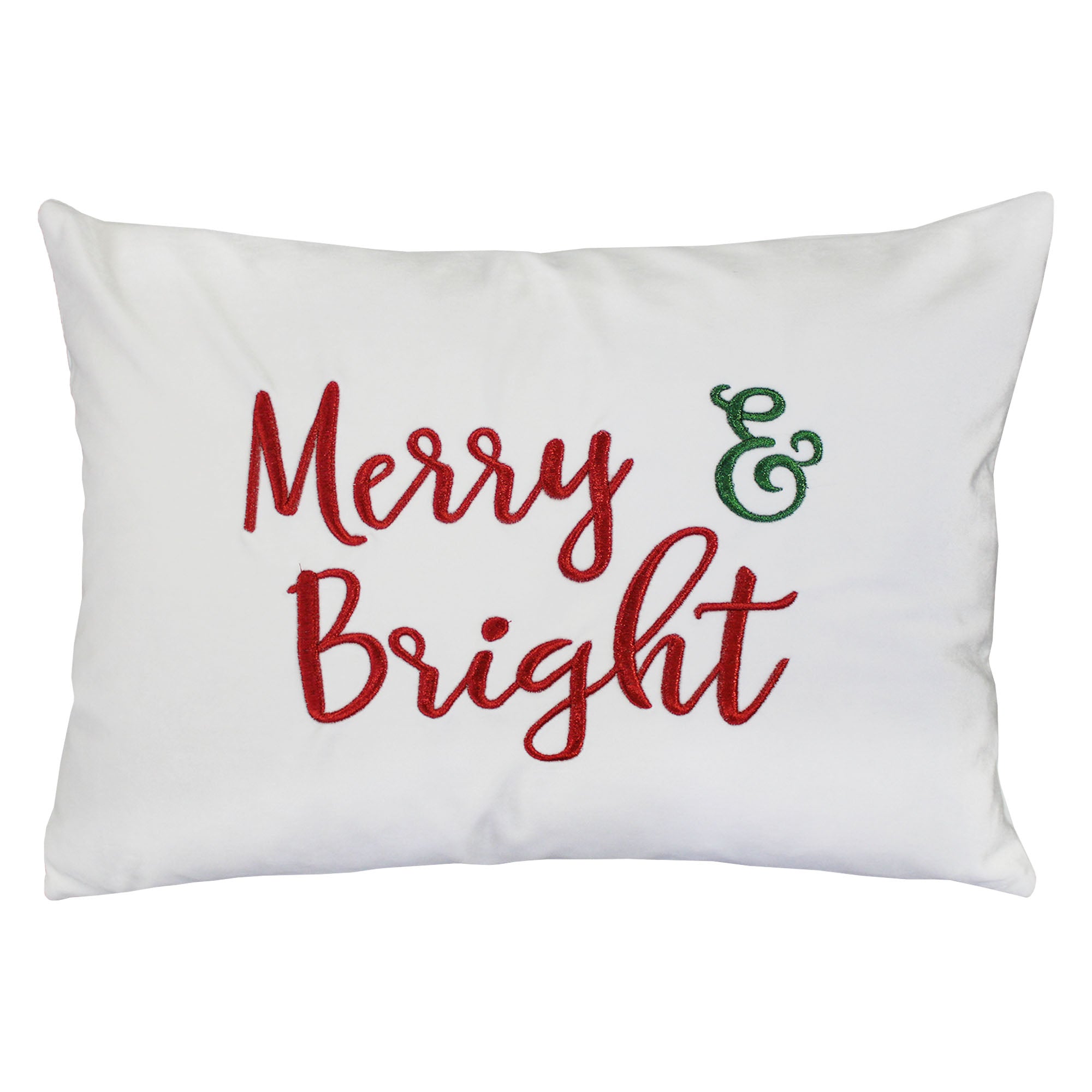 "Merry & Bright" Embroidery Decorative Throw Pillows | Size 14X20 | LIMITED QUANTITY LEFT