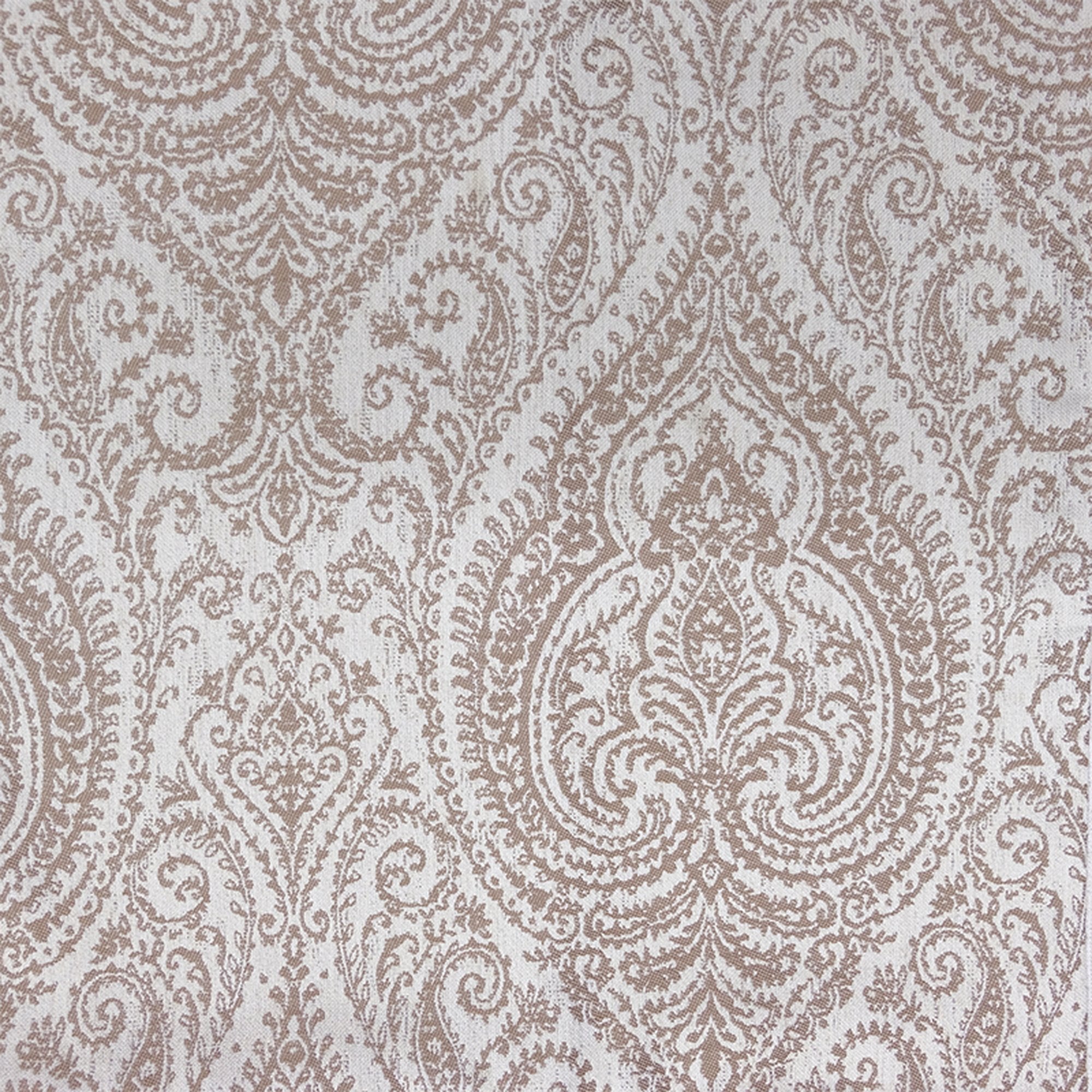Polina fabric in color Mocha showcasing fabric two tone paisley damask jacquard drapery & curtain fabric.