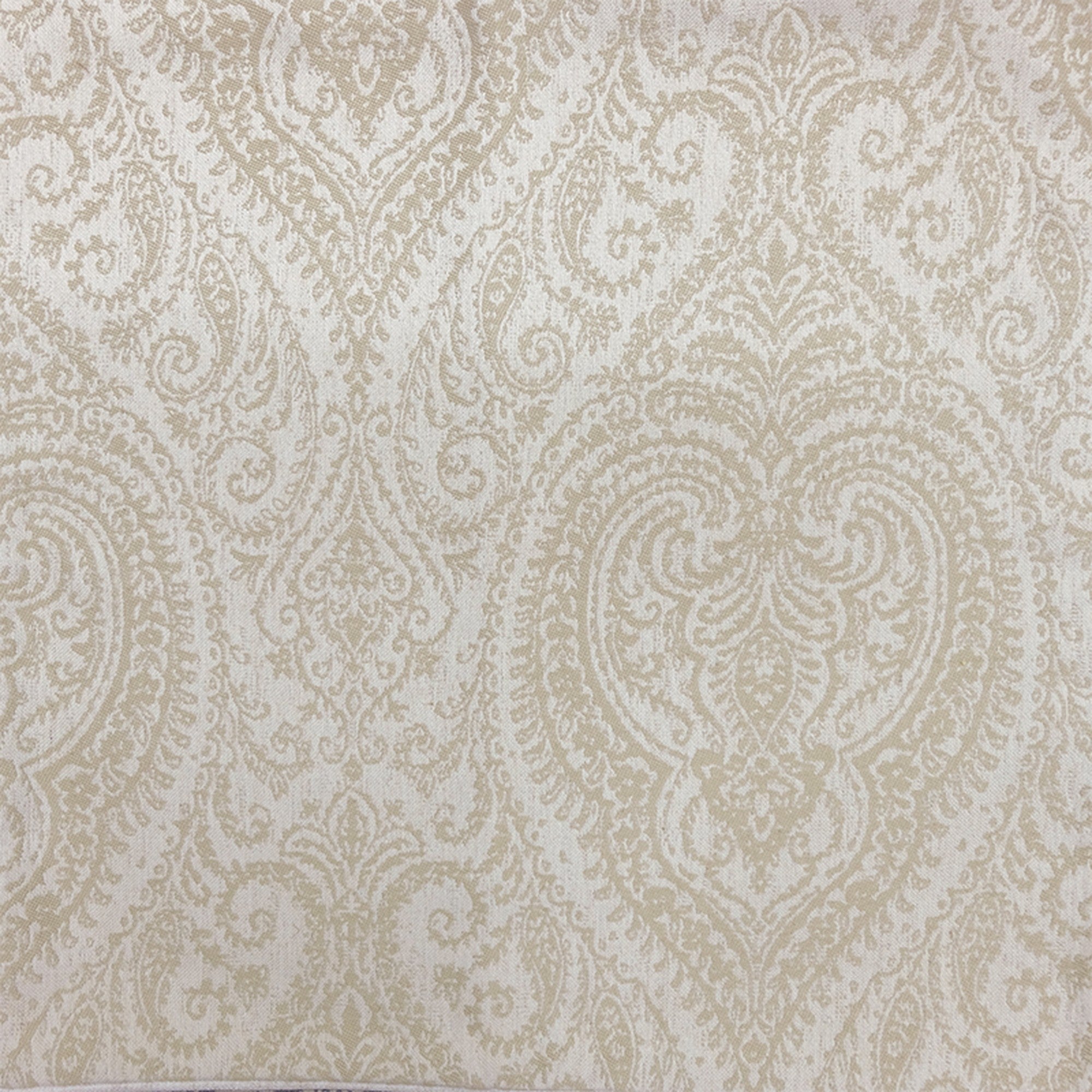 Polina fabric in color Sand showcasing fabric two tone paisley damask jacquard drapery & curtain fabric.
