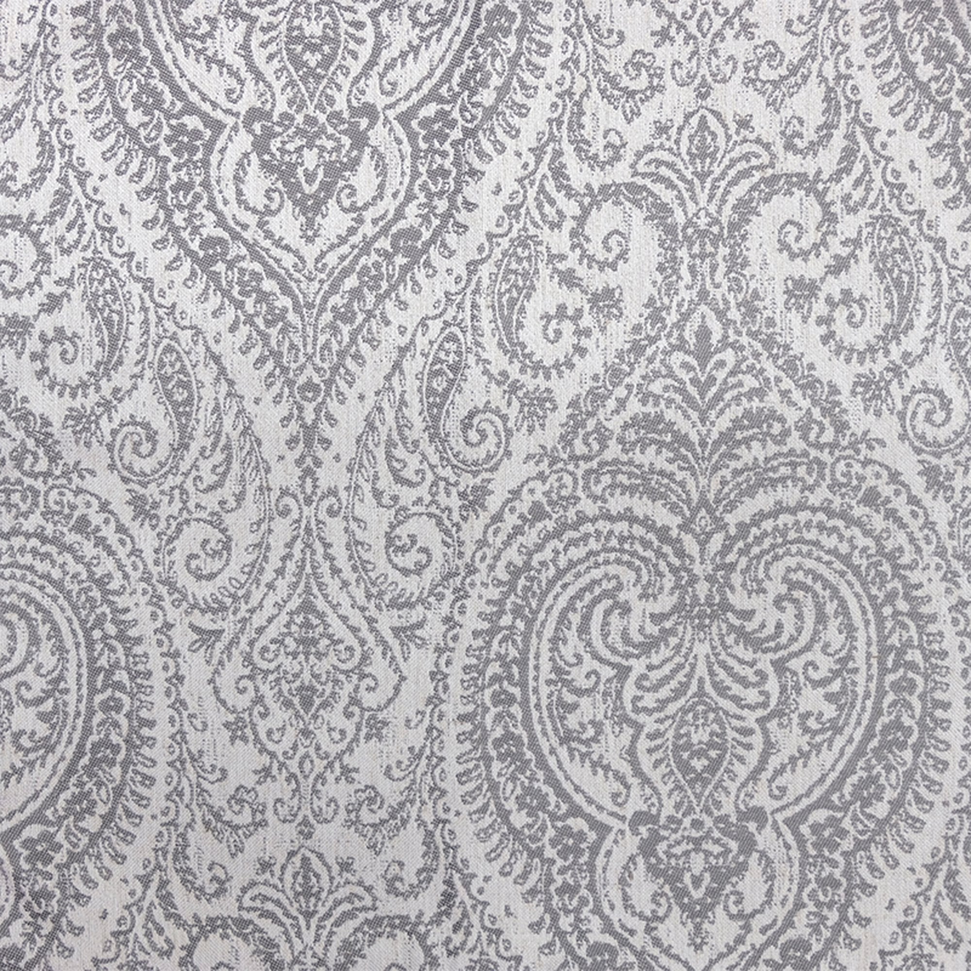 Polina fabric in color Gray showcasing fabric two tone paisley damask jacquard drapery & curtain fabric.