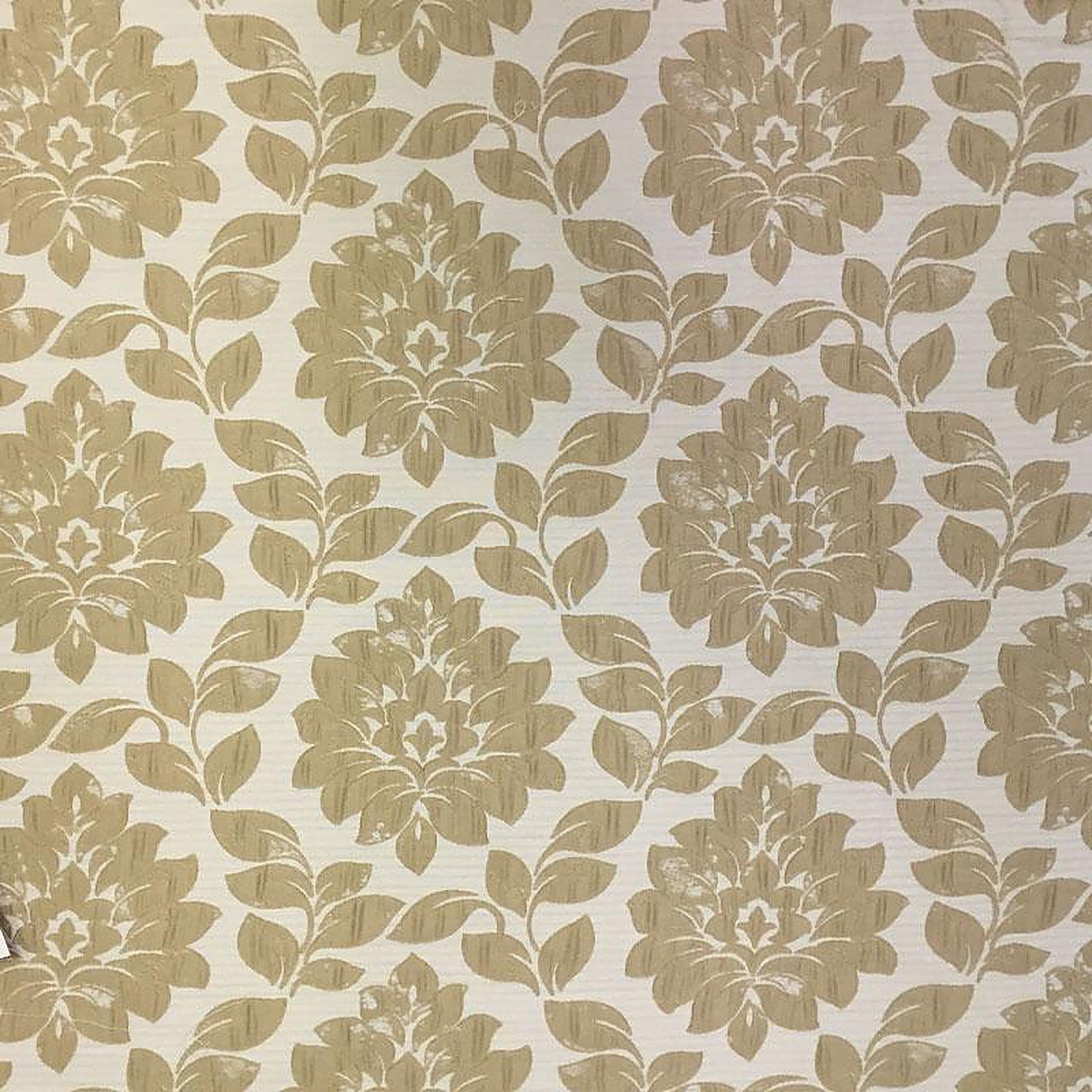 Priscilla Fabric in color Beige is a Traditional Floral Damask Fabric pattern good for Drapery & Curtain Fabric