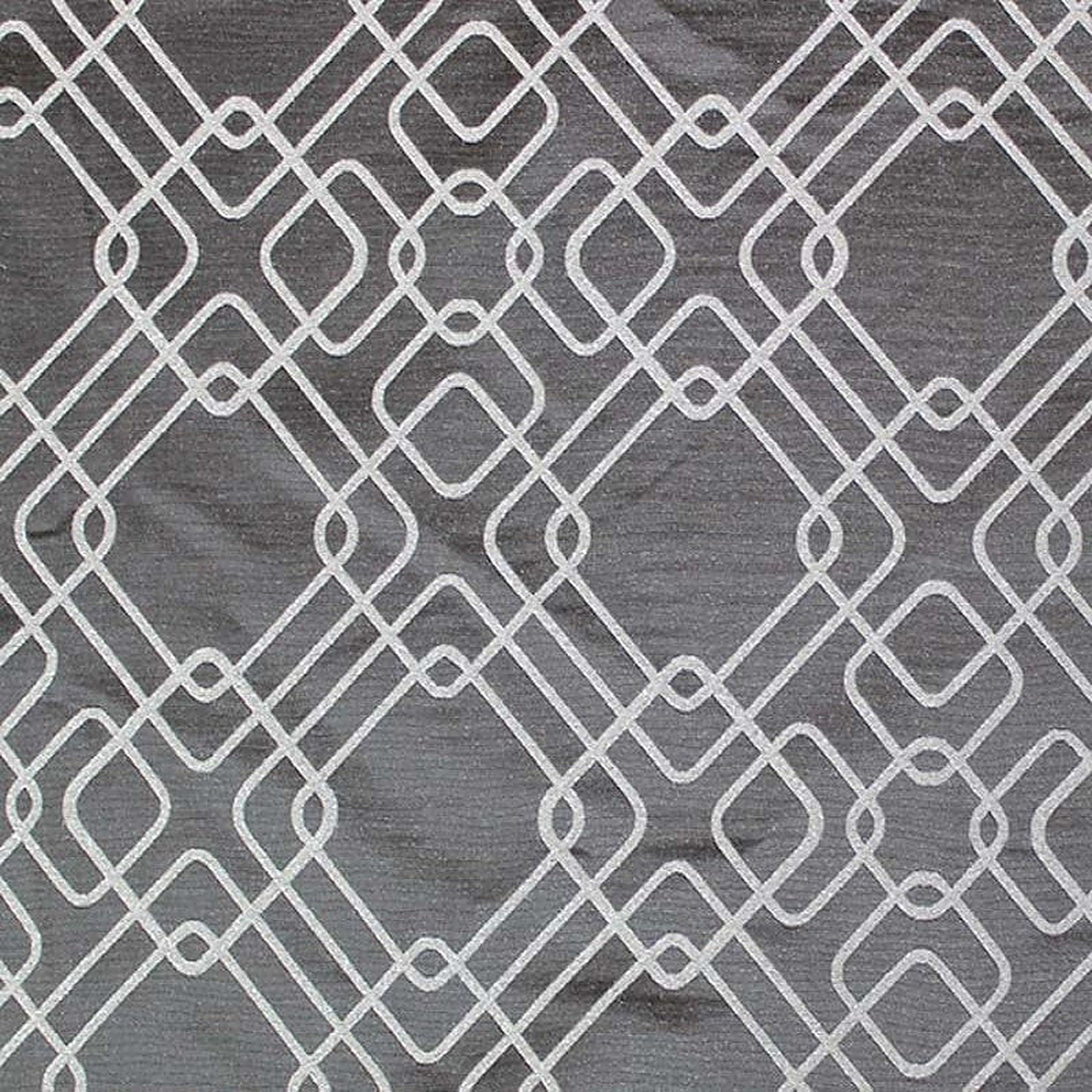 Rigel Fabric in color Gunmetal is a Metallic Modern Square Print Fabric pattern good for Drapery & Curtain Fabric