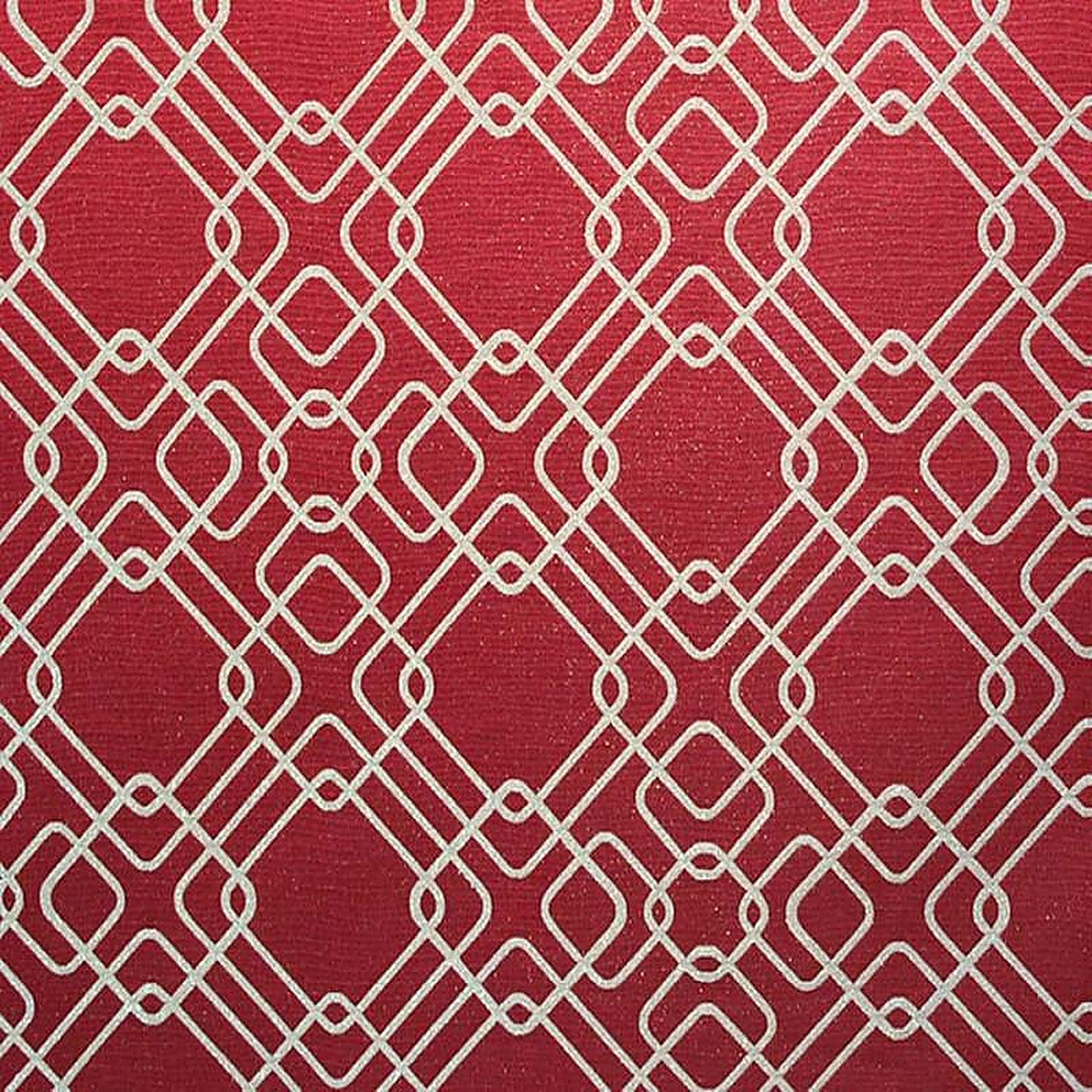 Rigel Fabric in color Cranberry is a Metallic Modern Square Print Fabric pattern good for Drapery & Curtain Fabric