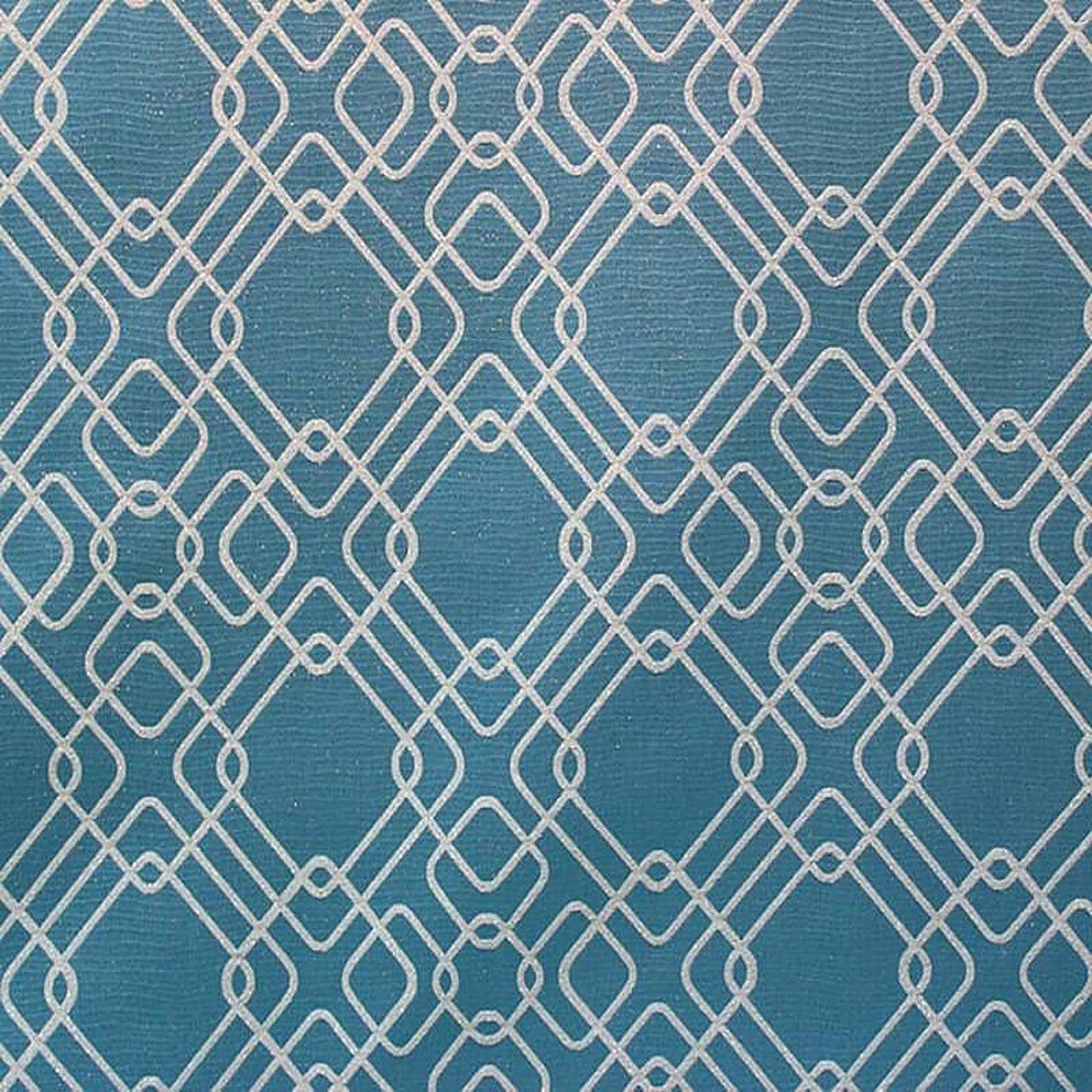 Rigel Fabric in color Teal is a Metallic Modern Square Print Fabric pattern good for Drapery & Curtain Fabric