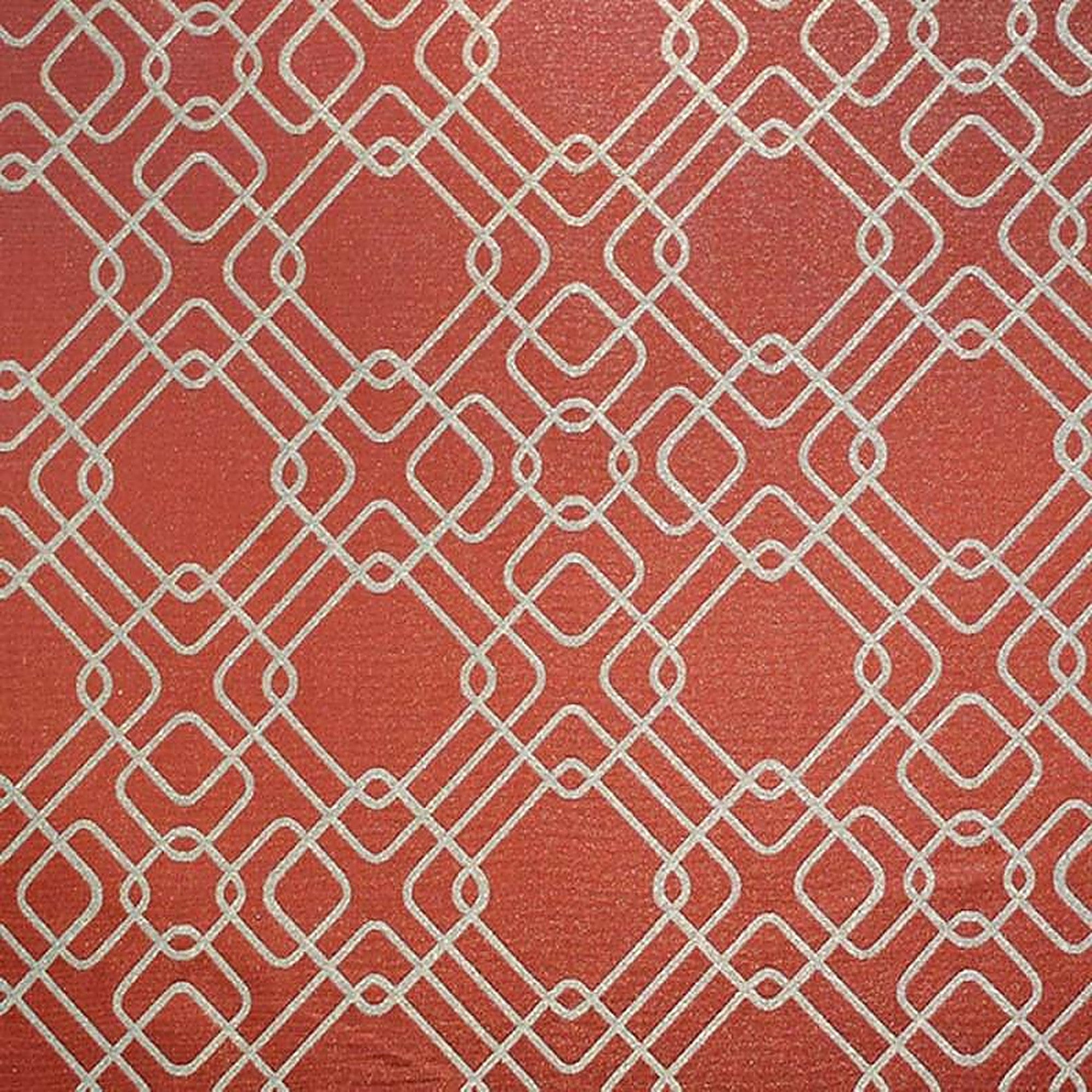 Rigel Fabric in color Rust is a Metallic Modern Square Print Fabric pattern good for Drapery & Curtain Fabric