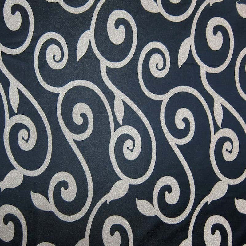 Rimmel Fabric in color Black is a Modern Floral Vine Print Fabric pattern good for Drapery & Curtain Fabric