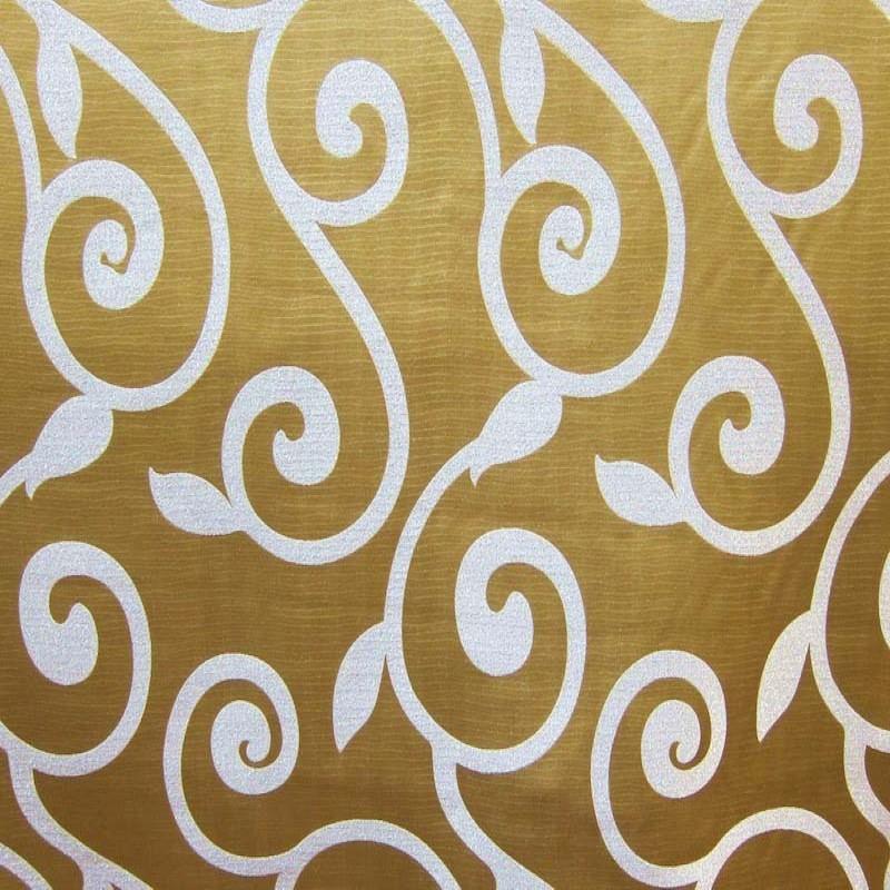 Rimmel Fabric in color Brass is a Modern Floral Vine Print Fabric pattern good for Drapery & Curtain Fabric