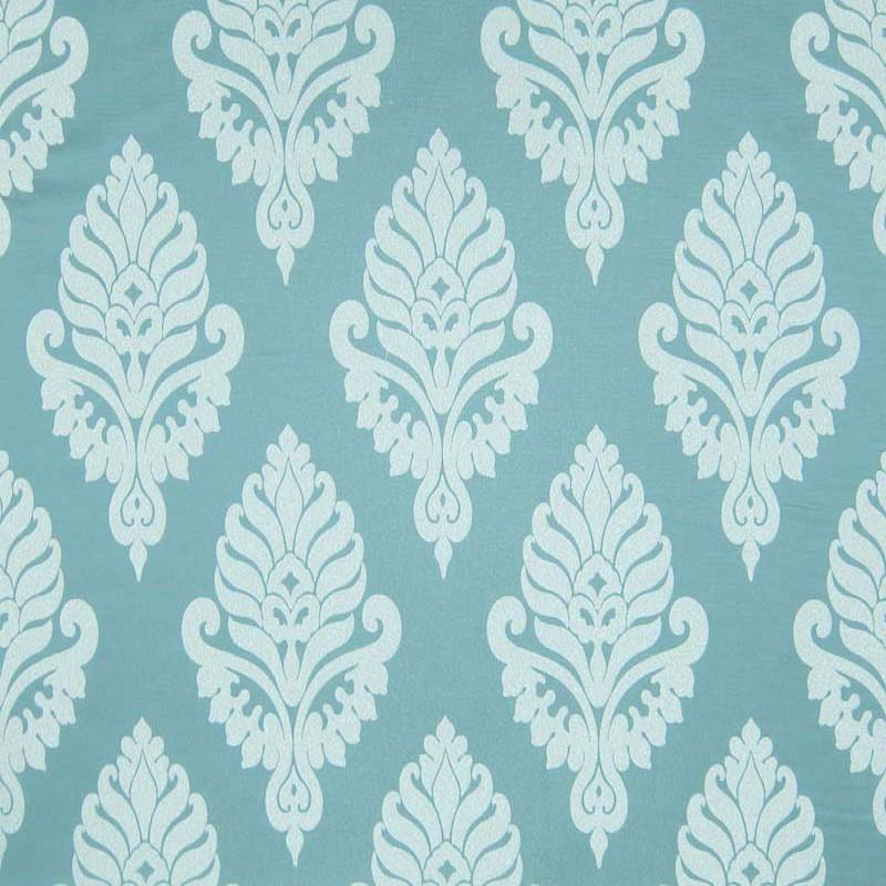 Rowley Fabric in color Turquoise/Silver is a Floral Damask Fabric pattern good for Drapery & Curtain Fabric