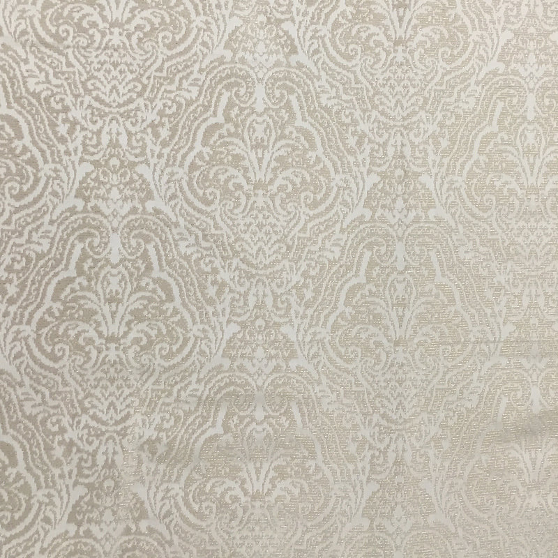 Roxy Fabric in color Beige is a Tone-on-Tone Jacquard Damask Fabric pattern good for Drapery & Curtain Fabric and Upholstery Fabric