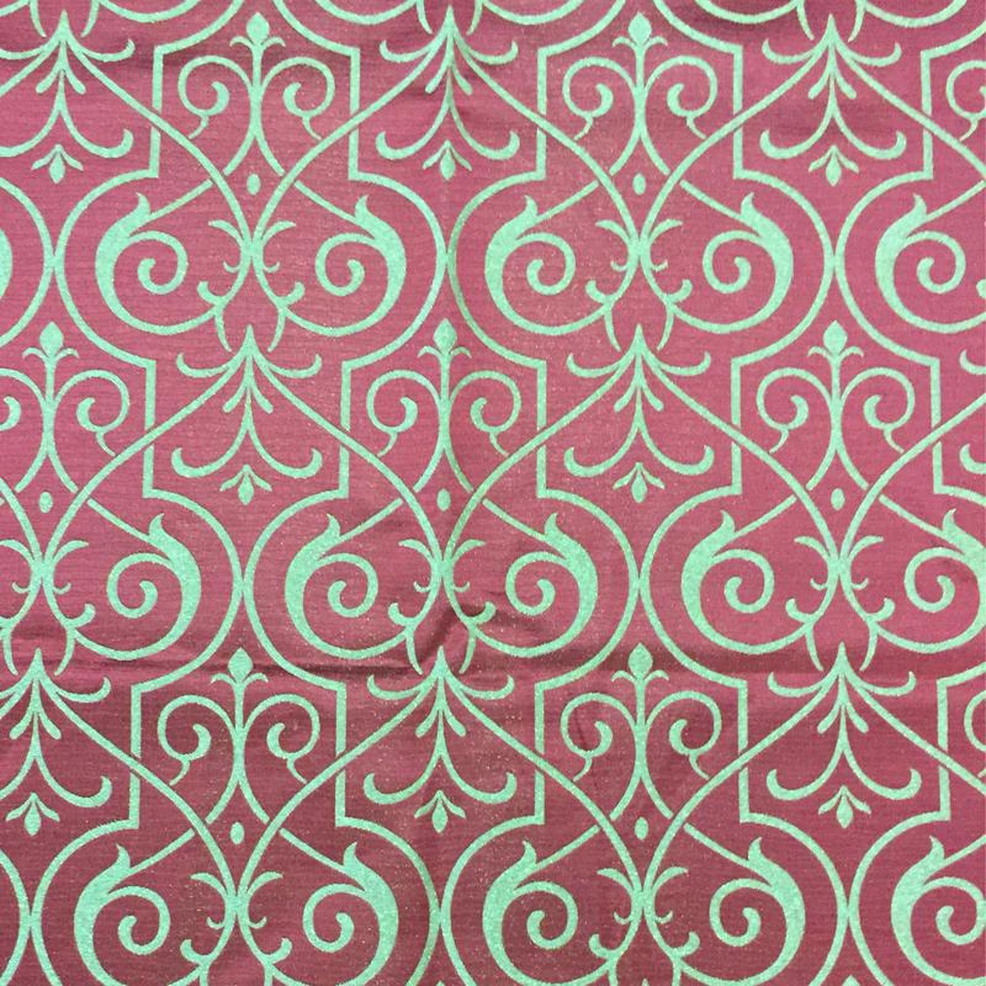 Royce fabric in color Cranberry/Gold showcasing fabric damask metallic drapery & curtain fabric.
