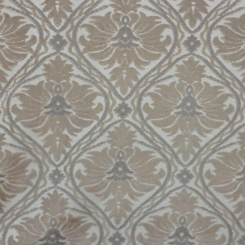 Shine Fabric in color Champagne is a Metallic Floral Damask Fabric pattern good for Drapery & Curtain Fabric and Upholstery Fabric