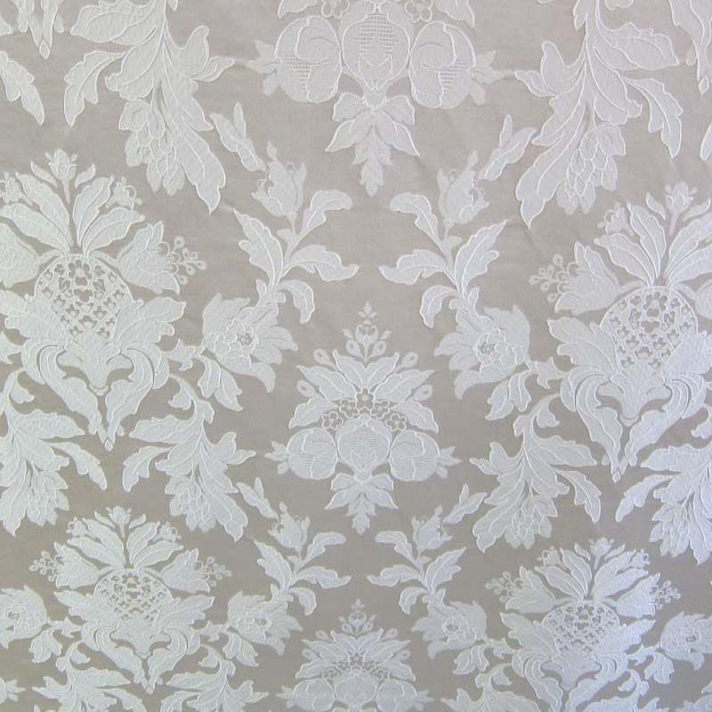Sinatra Fabric in color Chiffon is a Floral Damask Fabric pattern good for Drapery & Curtain Fabric