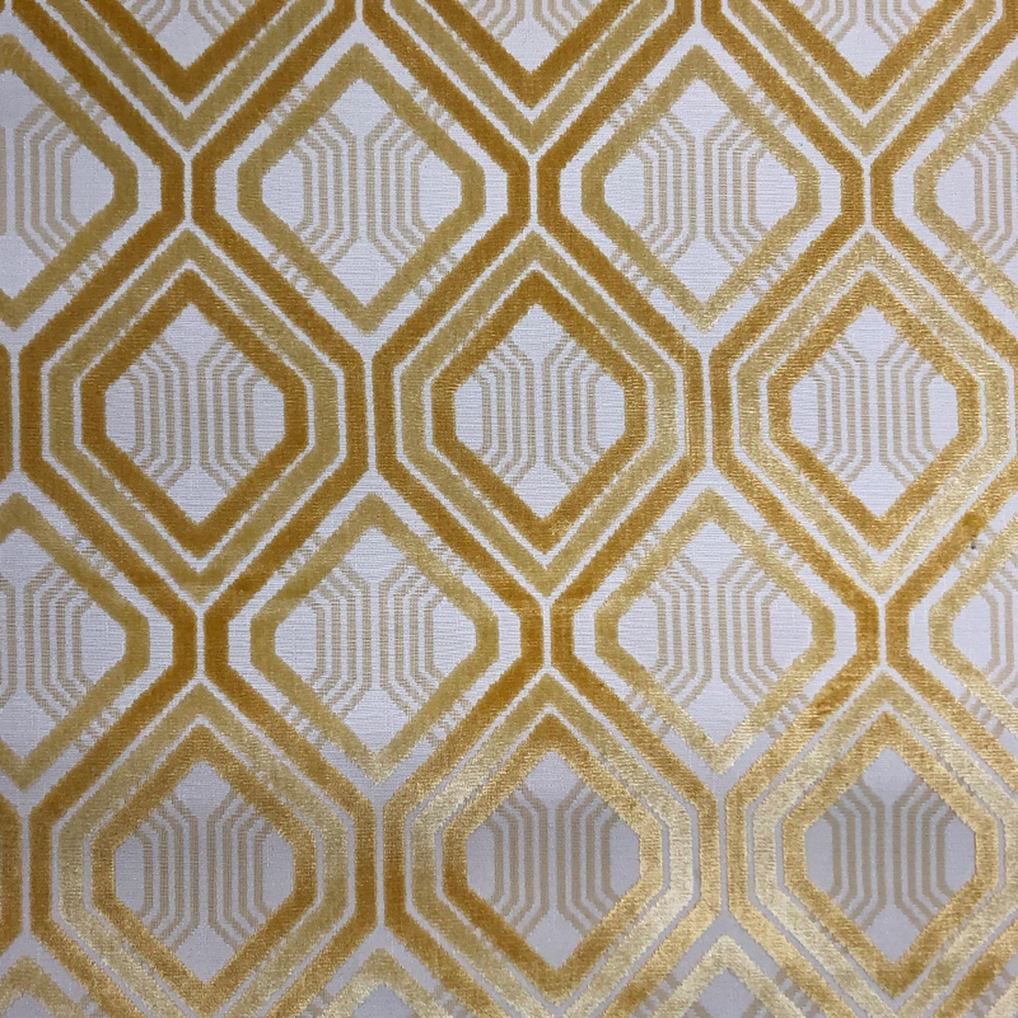 Stefano fabric in color Mimosa showcasing fabric geometric diamond shaped cut velvet upholstery fabric.