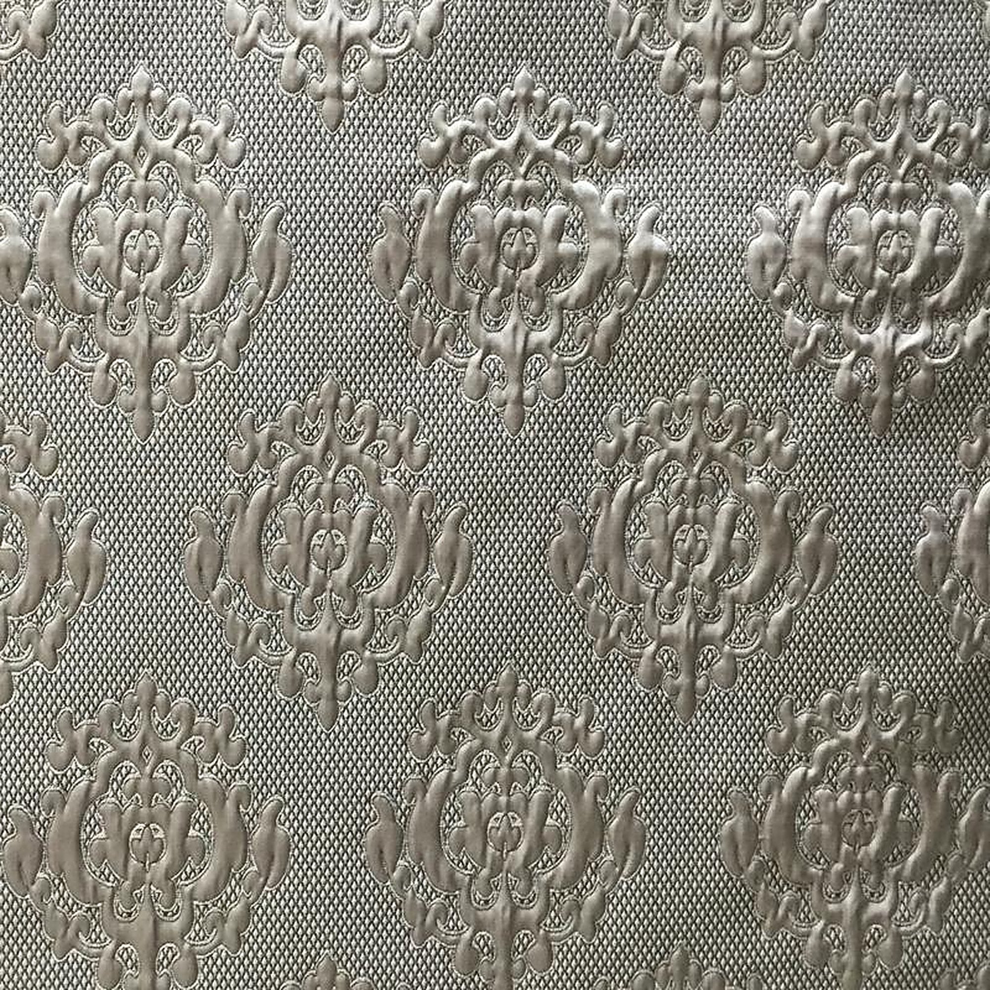 Theo Fabric in color Mocha is a Embossed Matelasse Damask Fabric pattern good for Drapery & Curtain Fabric
