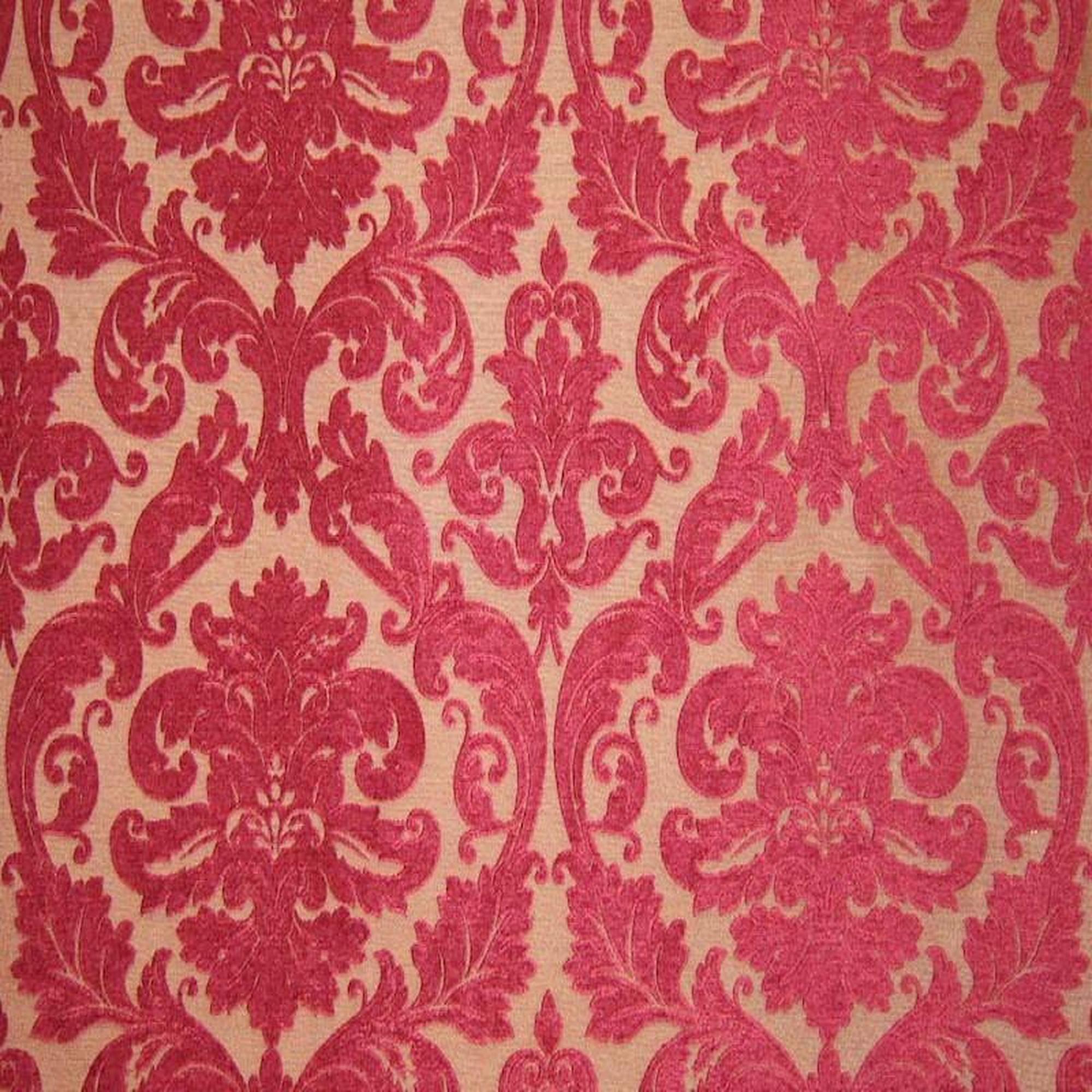 Tilda fabric in color Red showcasing fabric two tone damask chenille upholstery fabric & drapery & curtain fabric.