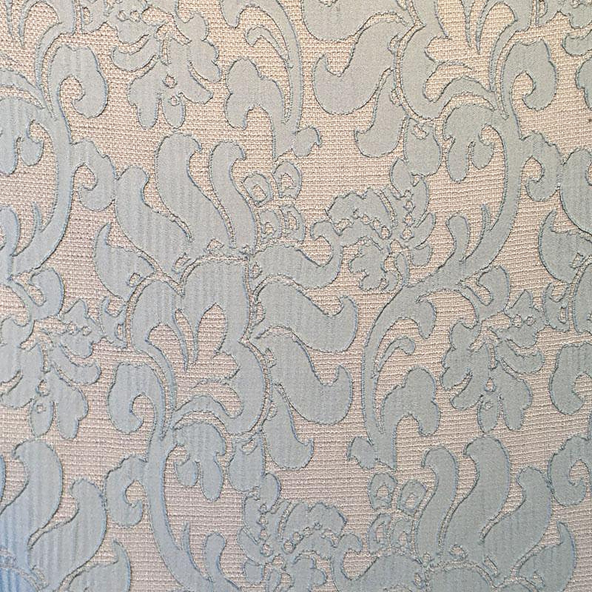 Trail Fabric in color Seaspray is a Floral Damask Fabric pattern good for Drapery & Curtain Fabric