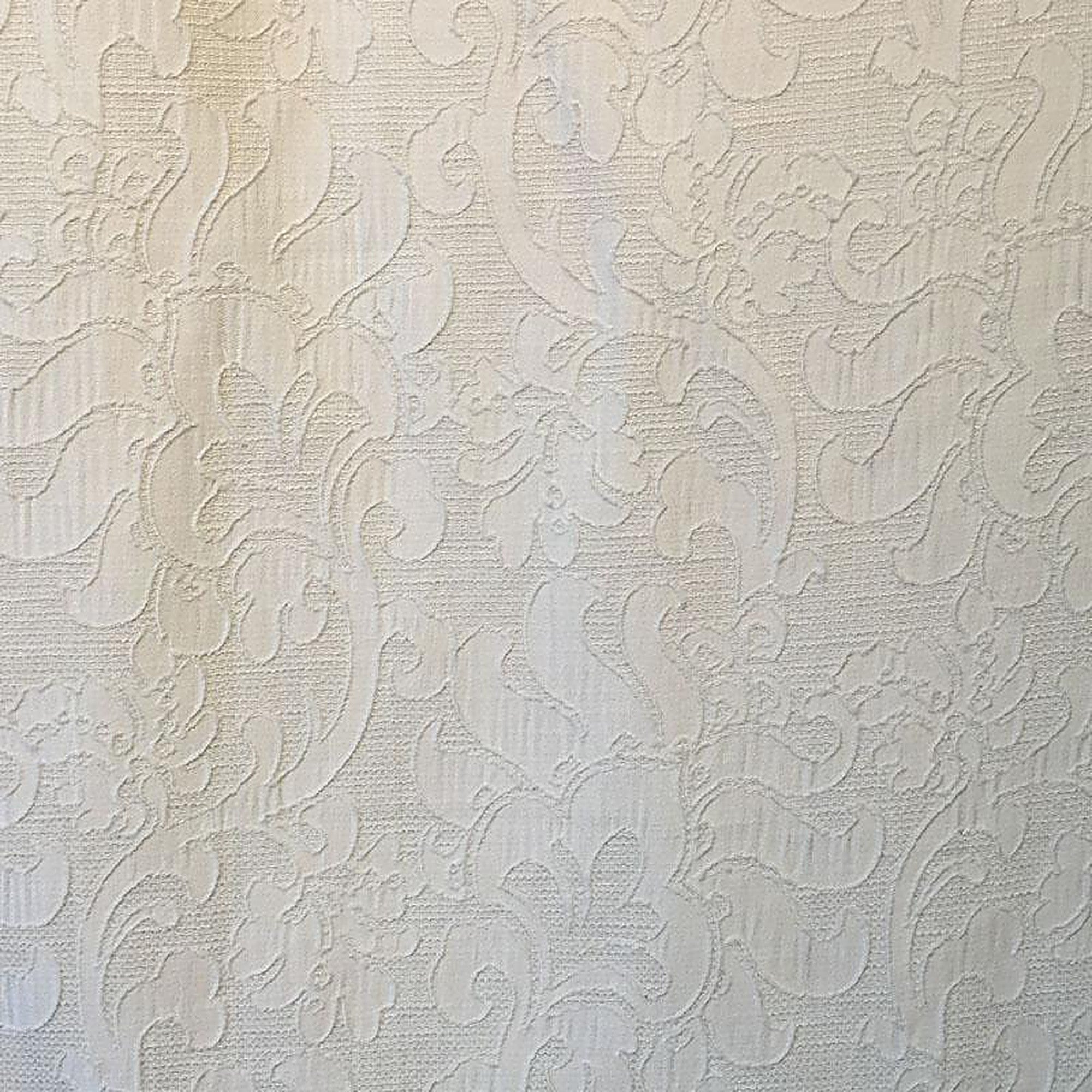 Trail Fabric in color White is a Floral Damask Fabric pattern good for Drapery & Curtain Fabric