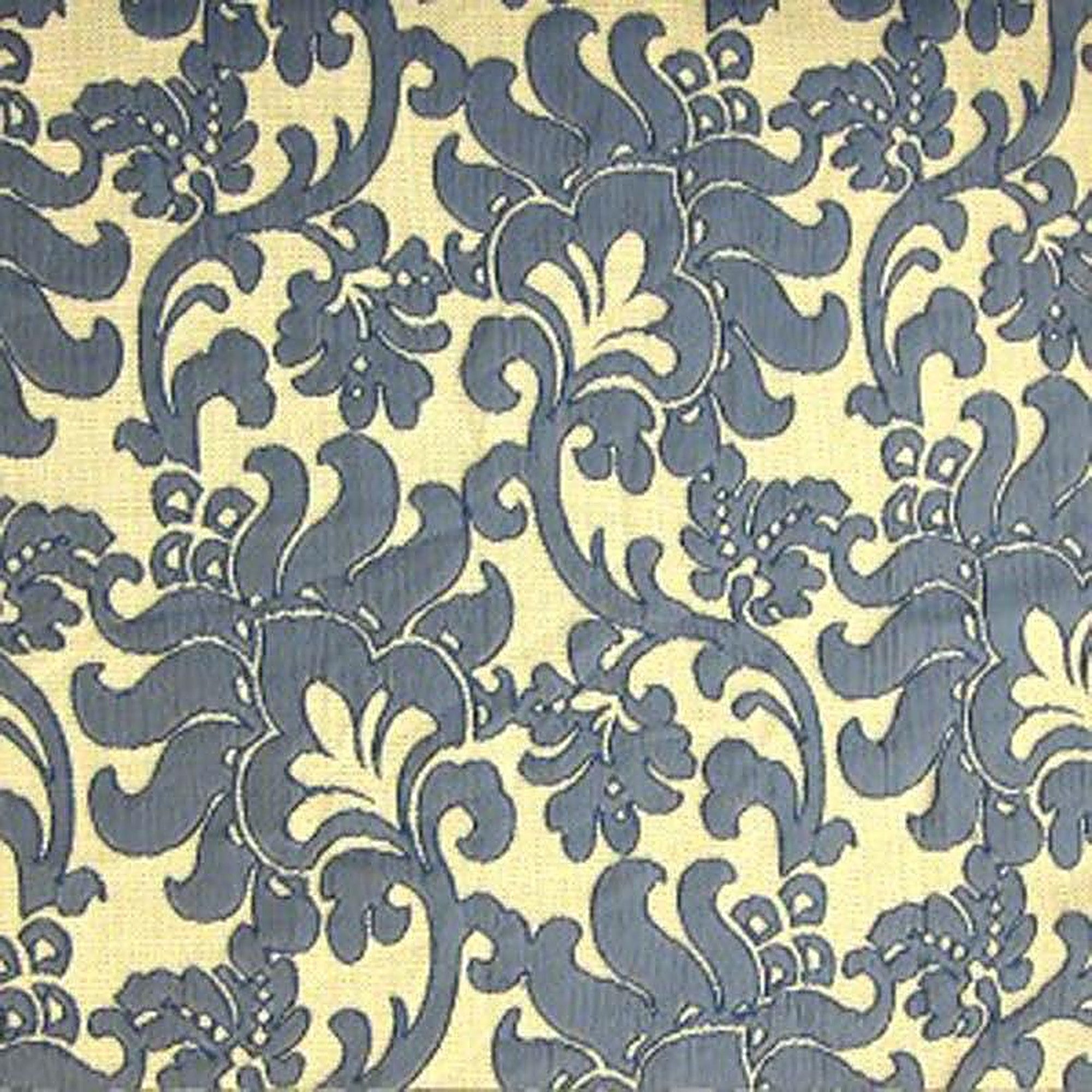 Trail Fabric in color Sapphire is a Floral Damask Fabric pattern good for Drapery & Curtain Fabric