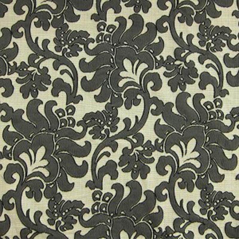 Trail Fabric in color Black is a Floral Damask Fabric pattern good for Drapery & Curtain Fabric