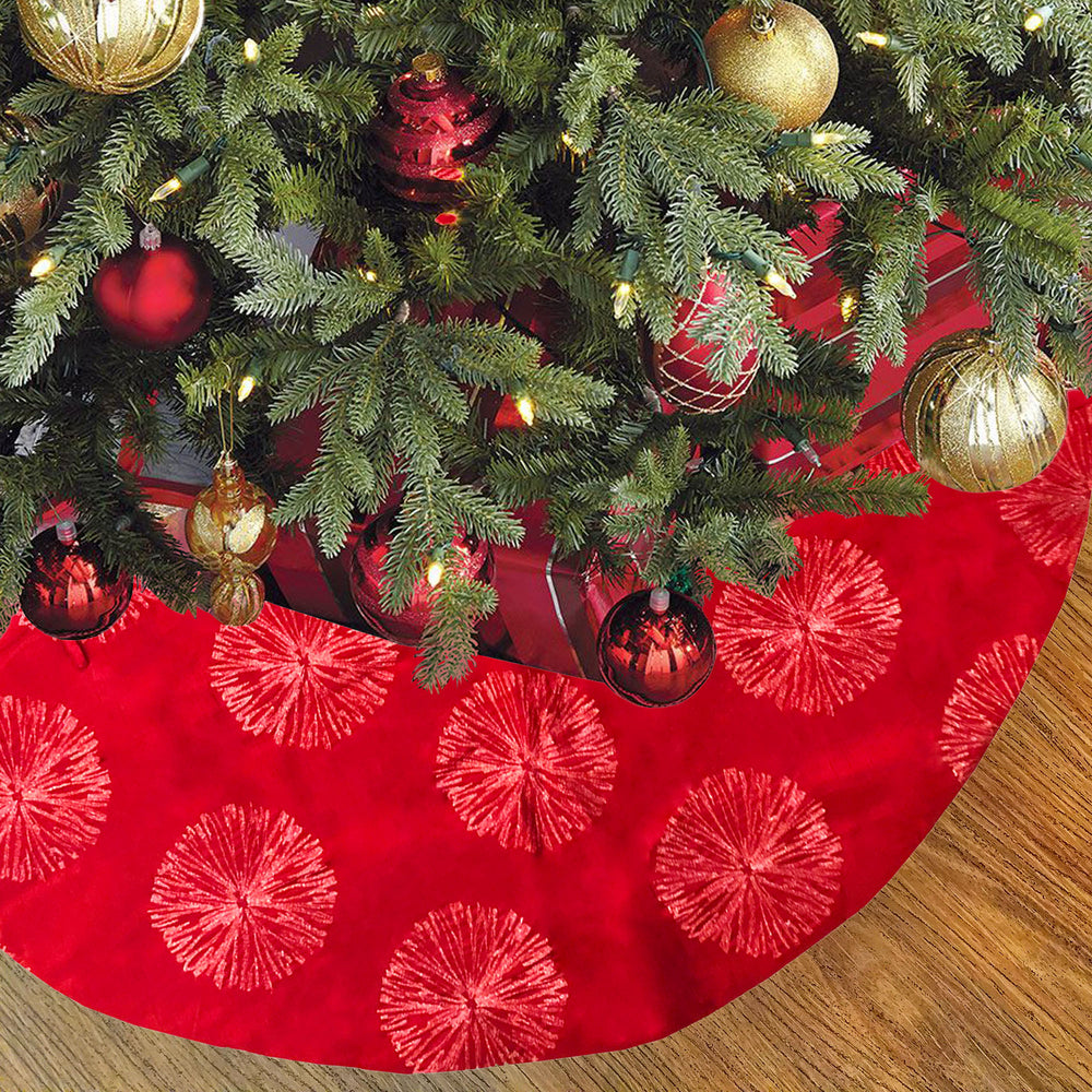 Fireworks Christmas Tree Skirt | Color Red
